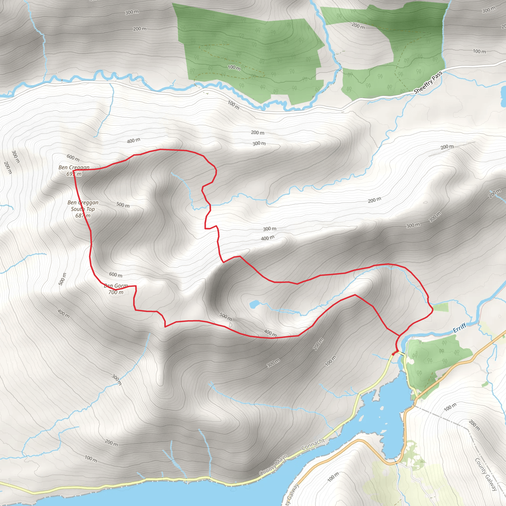 Ben Gorm and Ben Creggan Loop from Aasleagh mobile static map