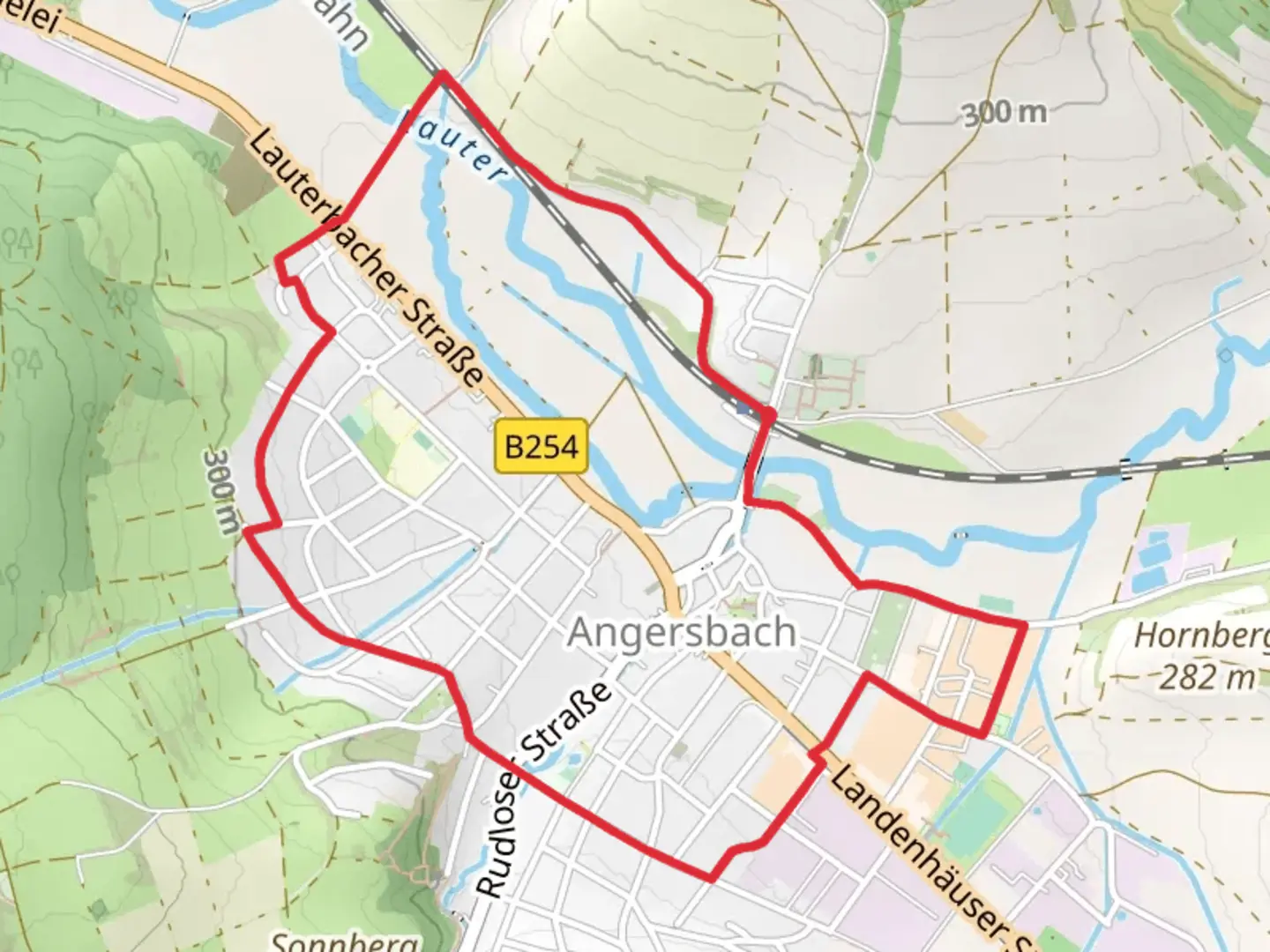 An image depicting the trail Angersbach Loop and its surrounding area.