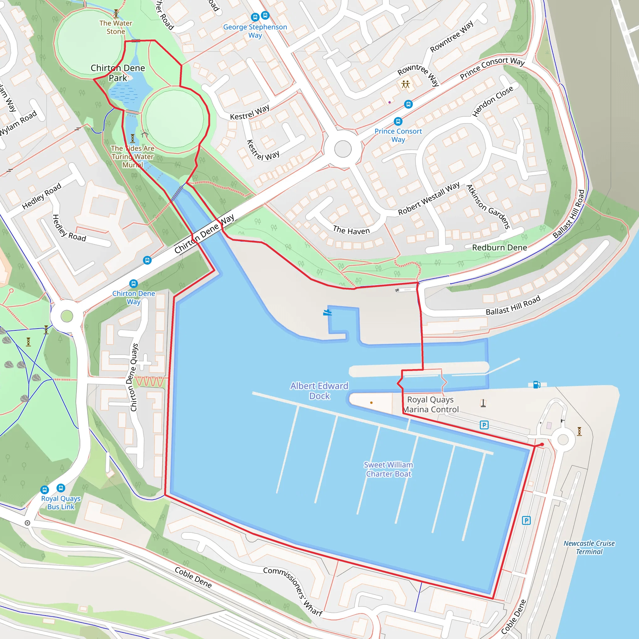 Albert Edward Dock and Chirton Dene Park Loop mobile static map
