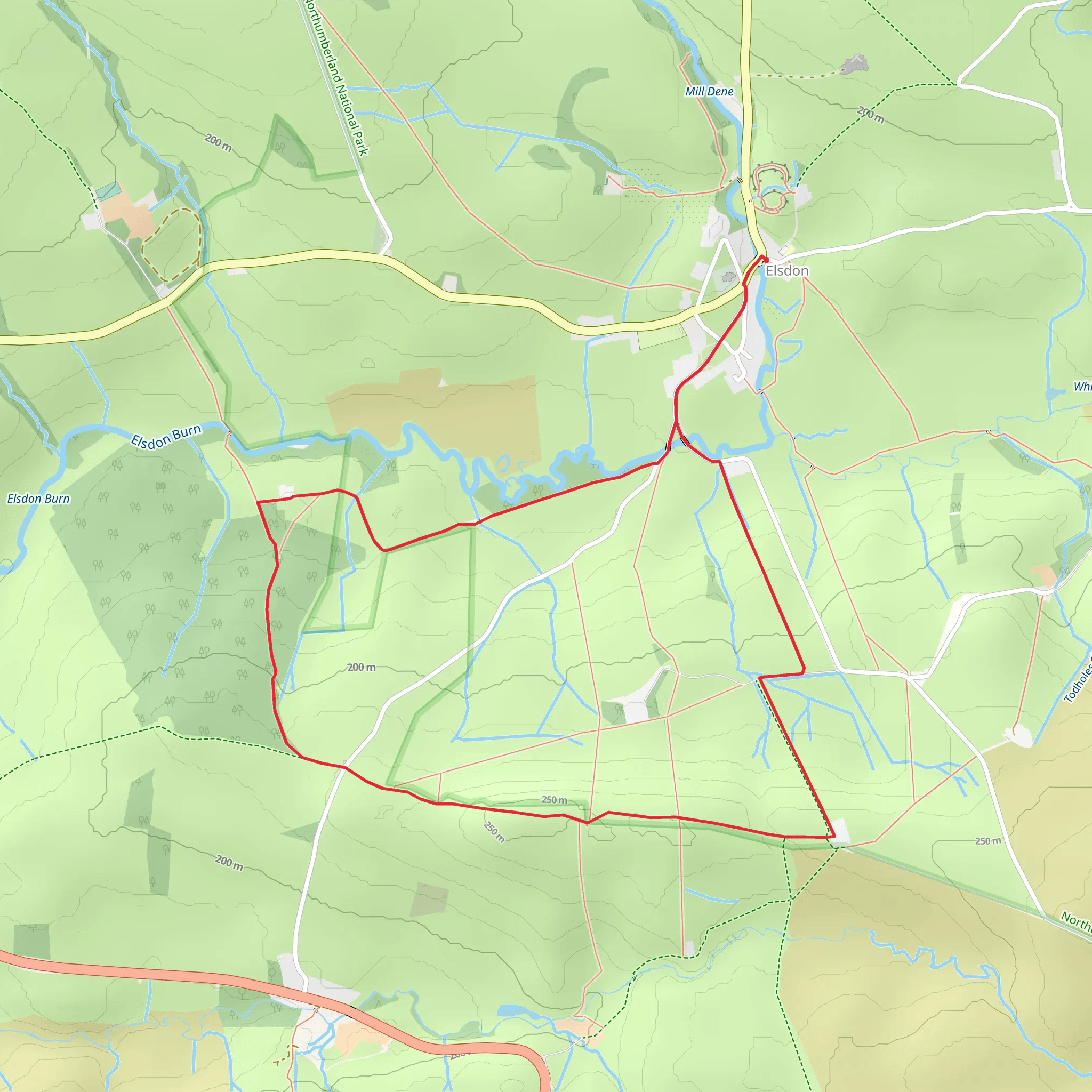 Elsdon Burn Walk mobile static map