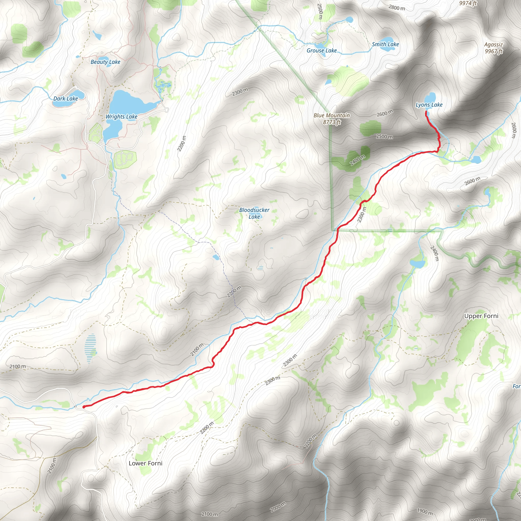 Lyons Lake via Lyons Creek Trail mobile static map