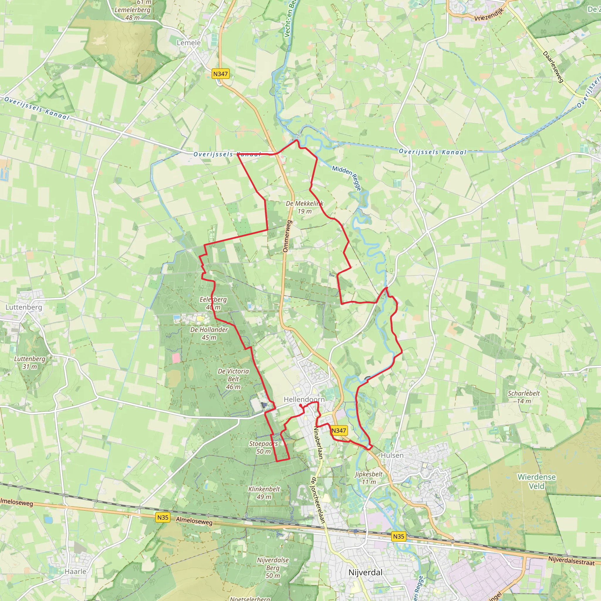 Rhaanderesch, Rhanerveld and Eelerberg Loop mobile static map