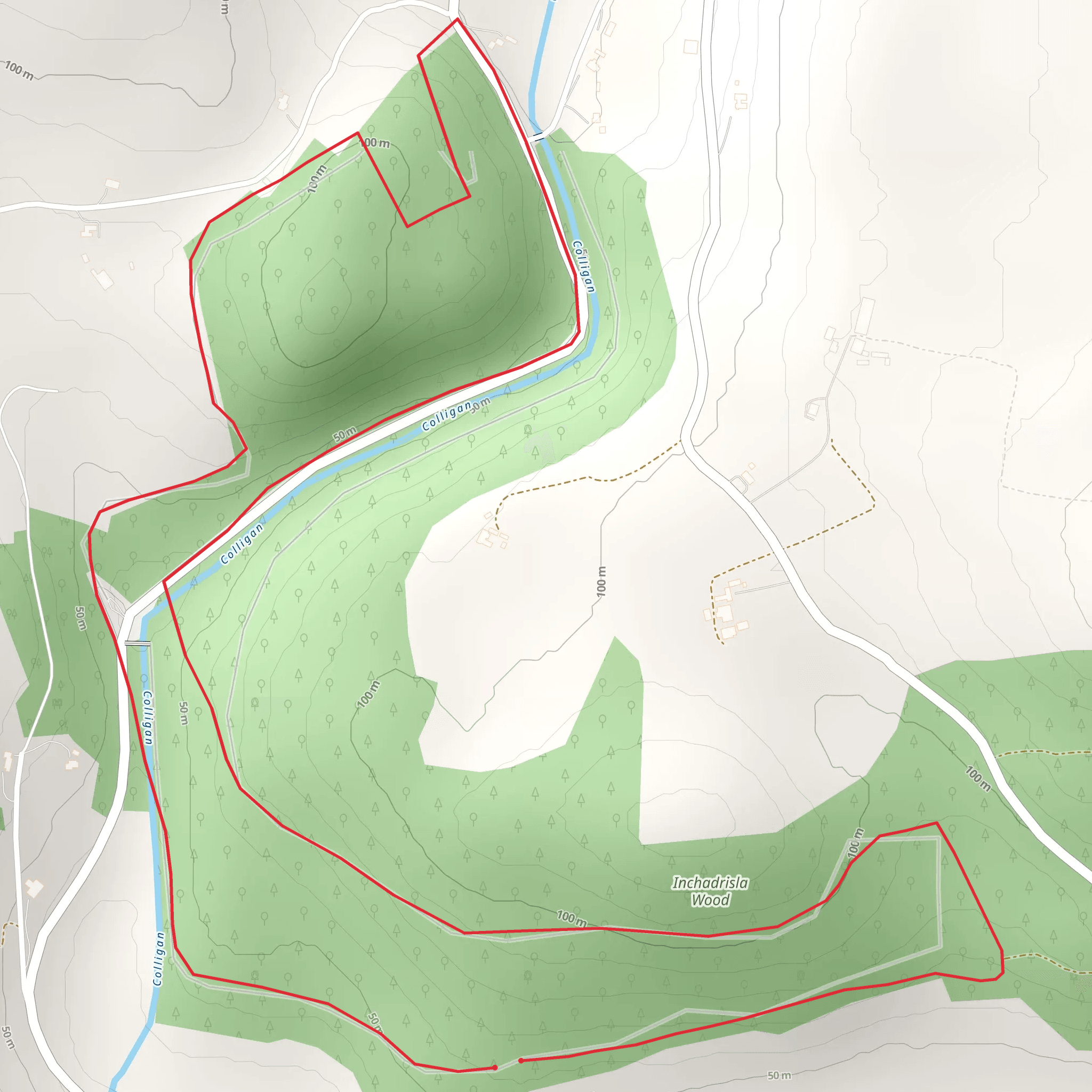 Colligan Wood - Greenane Loop mobile static map