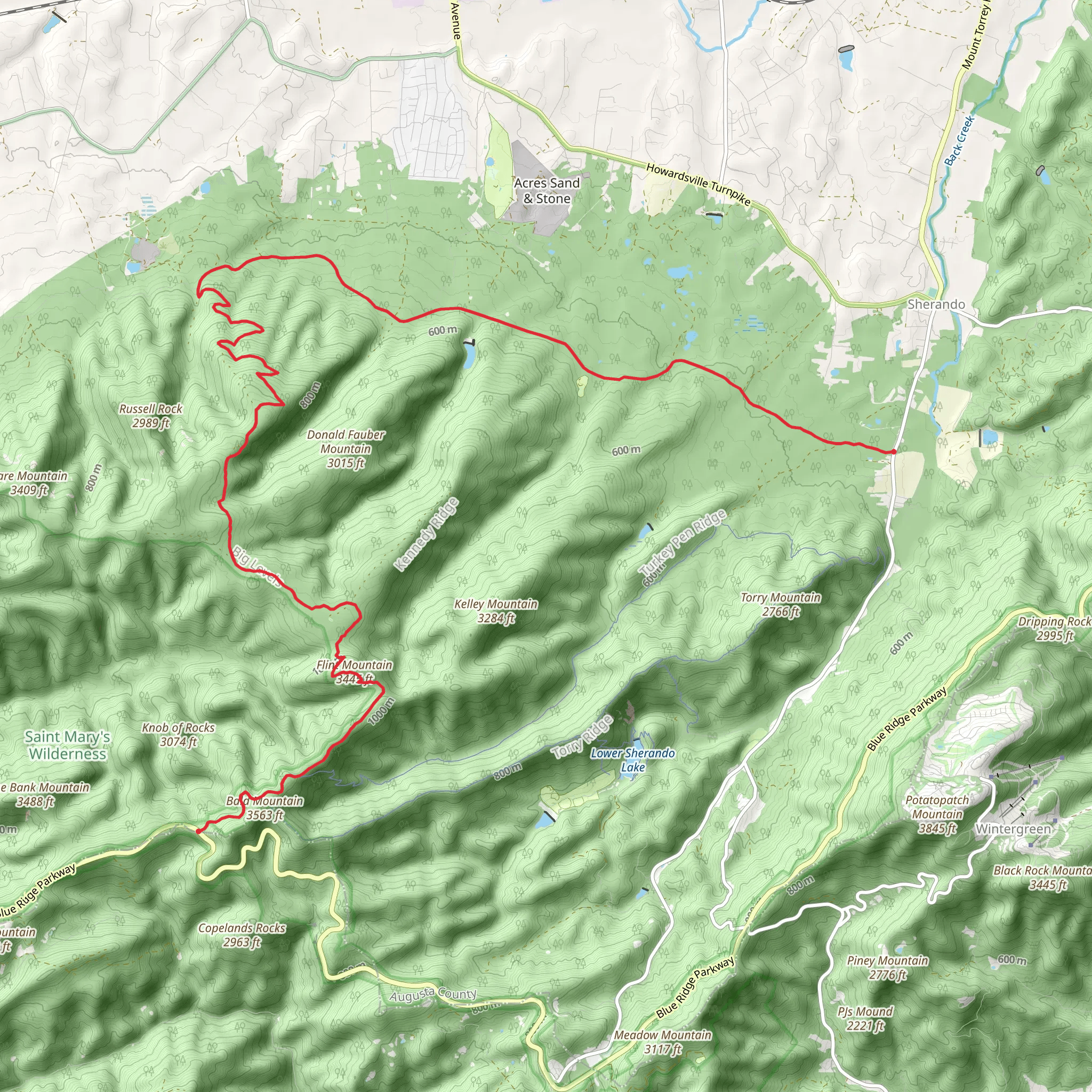 Flint Mountain, Bald Mountain via Coal Road mobile static map