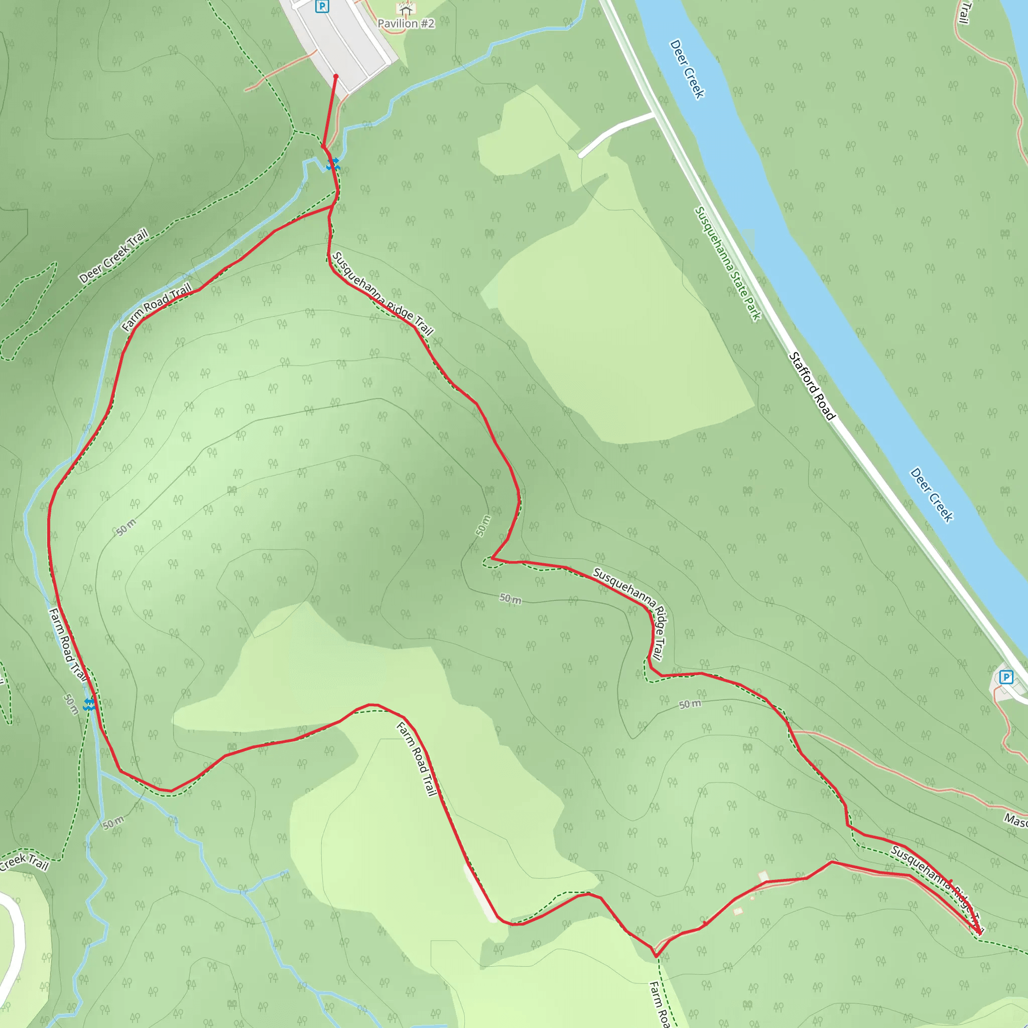 Susquehanna Ridge and Farm Road Loop Trail mobile static map