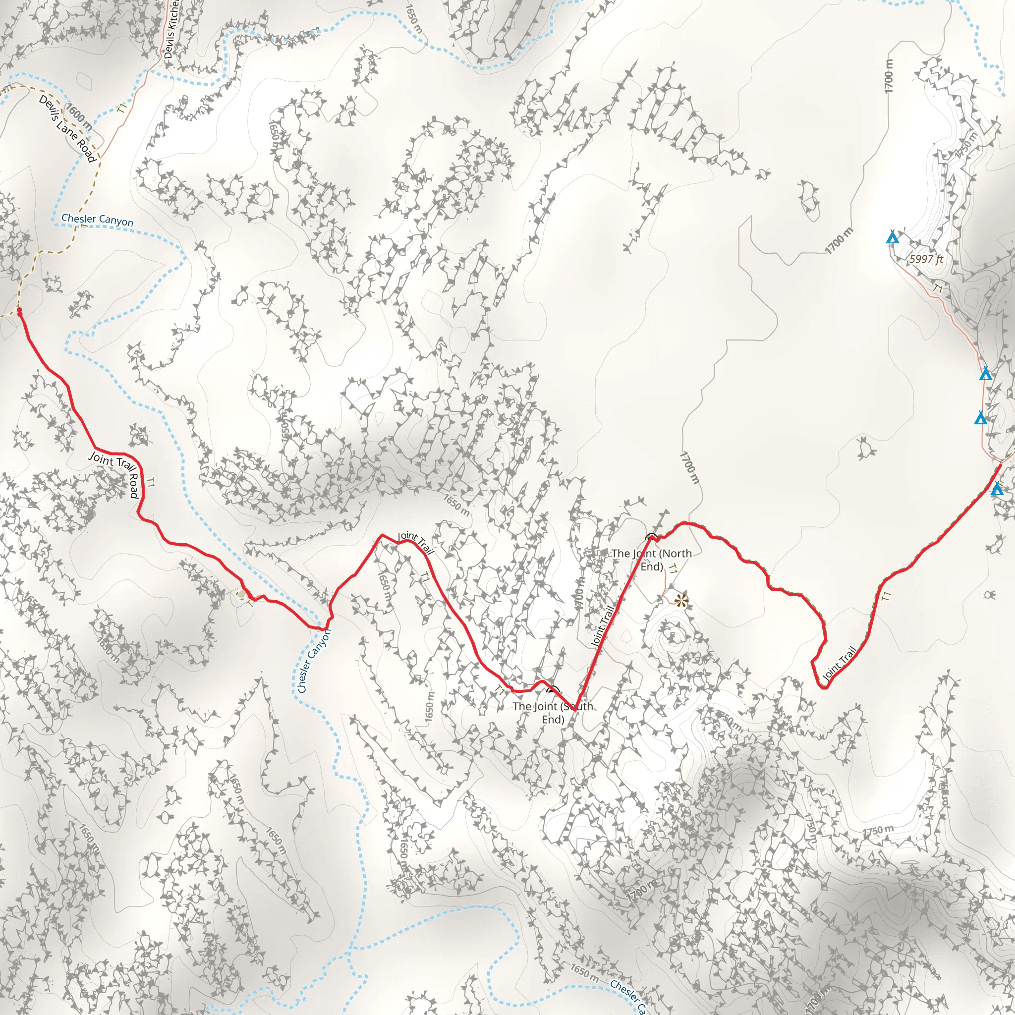 Joint Trail Out and Back mobile static map
