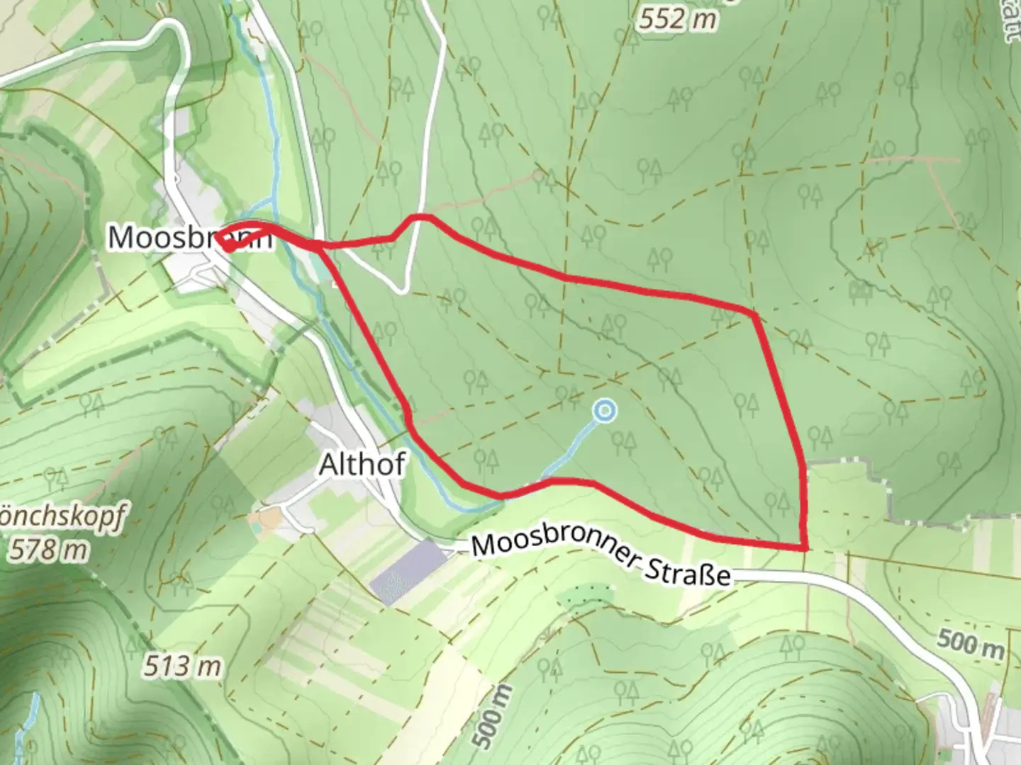 An image depicting the trail Morastweg and Torweg Loop and its surrounding area.