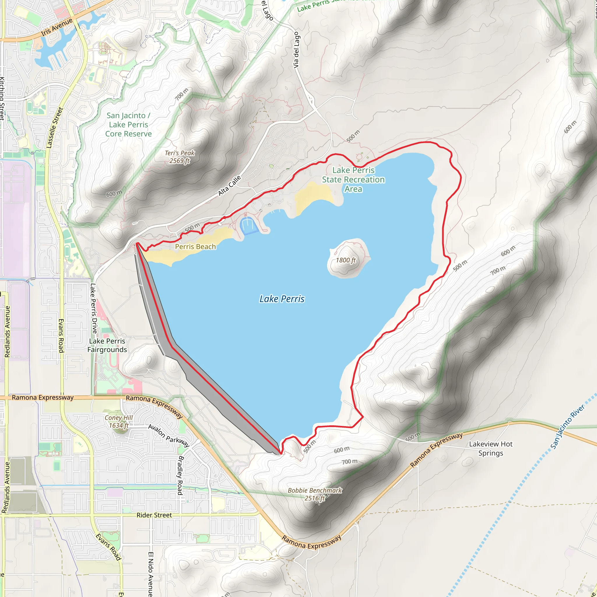 Lake Perris Loop mobile static map