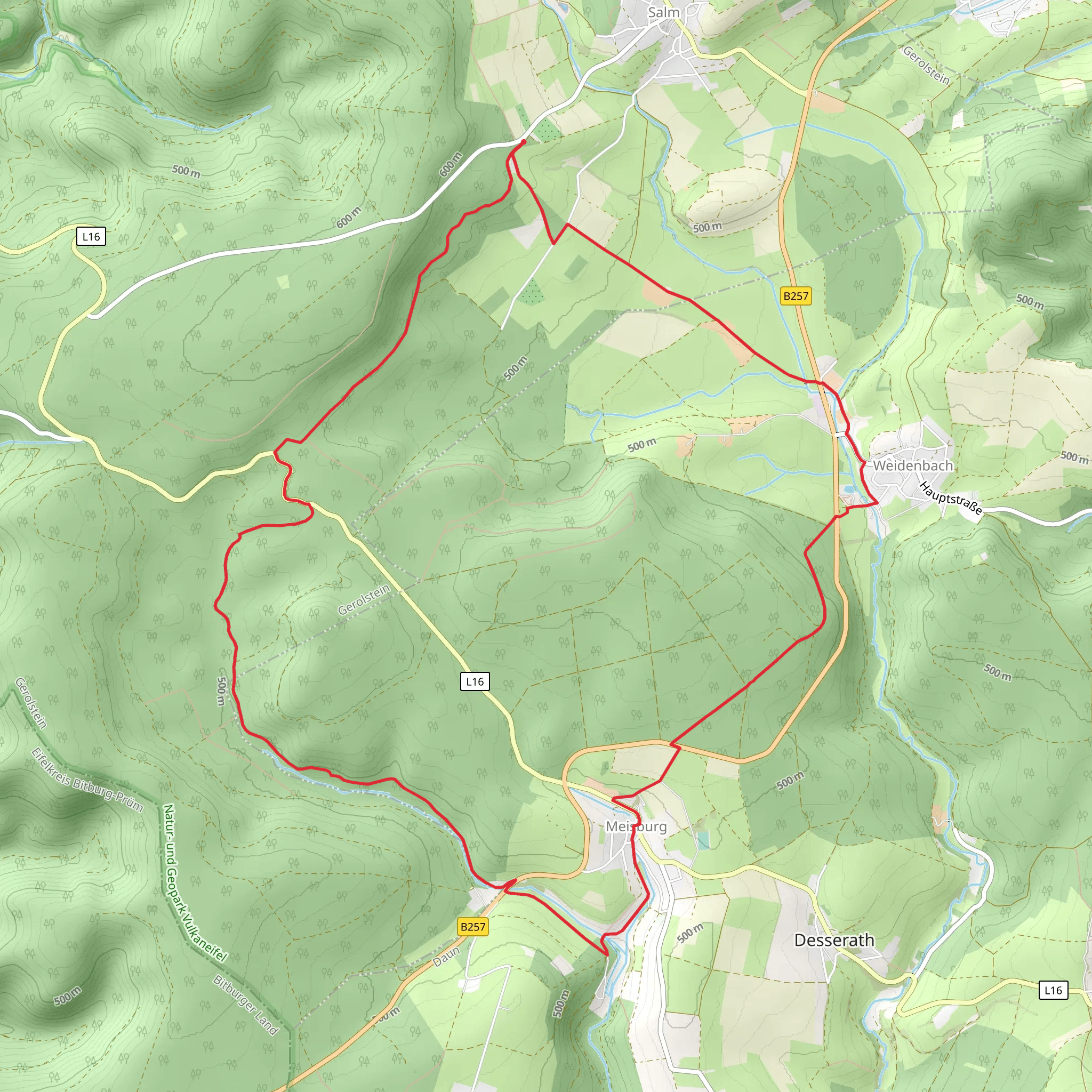 Meisburg and Weidenbach Loop via Salmwald Forst mobile static map