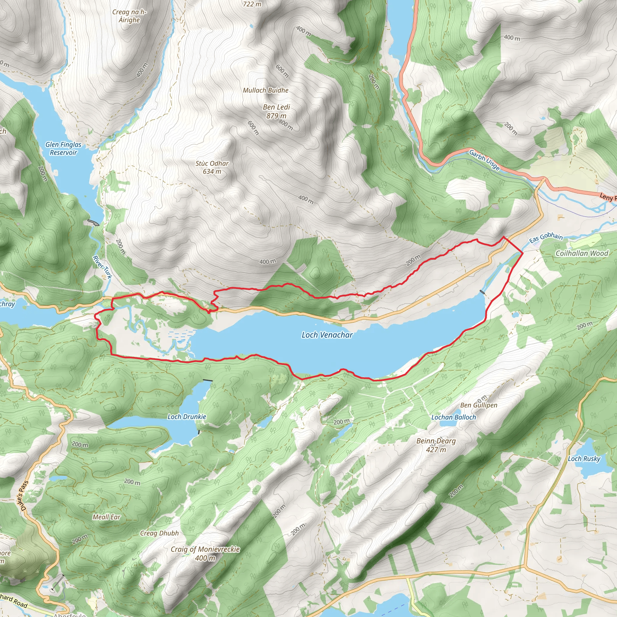 Loch Venachar Loop mobile static map