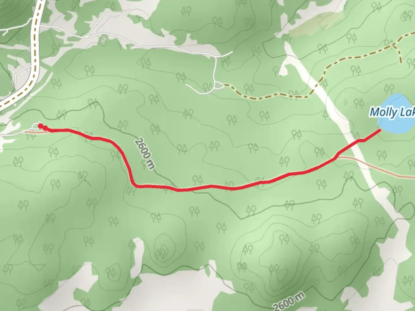 An image depicting the trail Molly Lake via Granite Ridge Trail and its surrounding area.