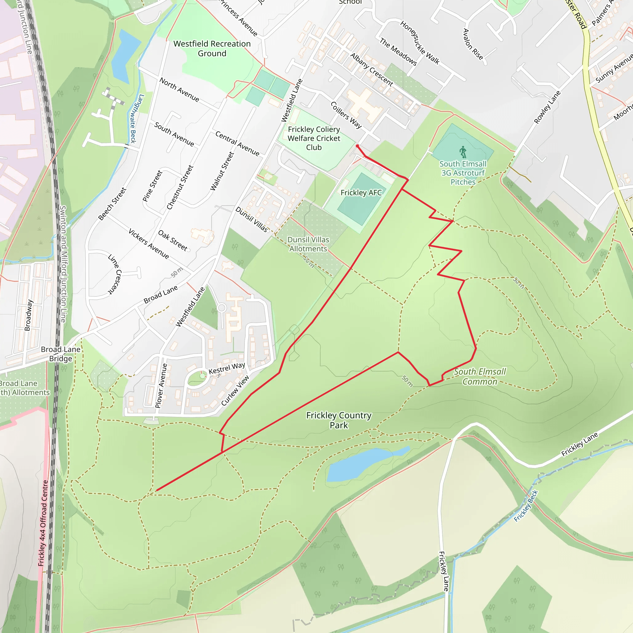 South Elmsall Common Short Loop mobile static map