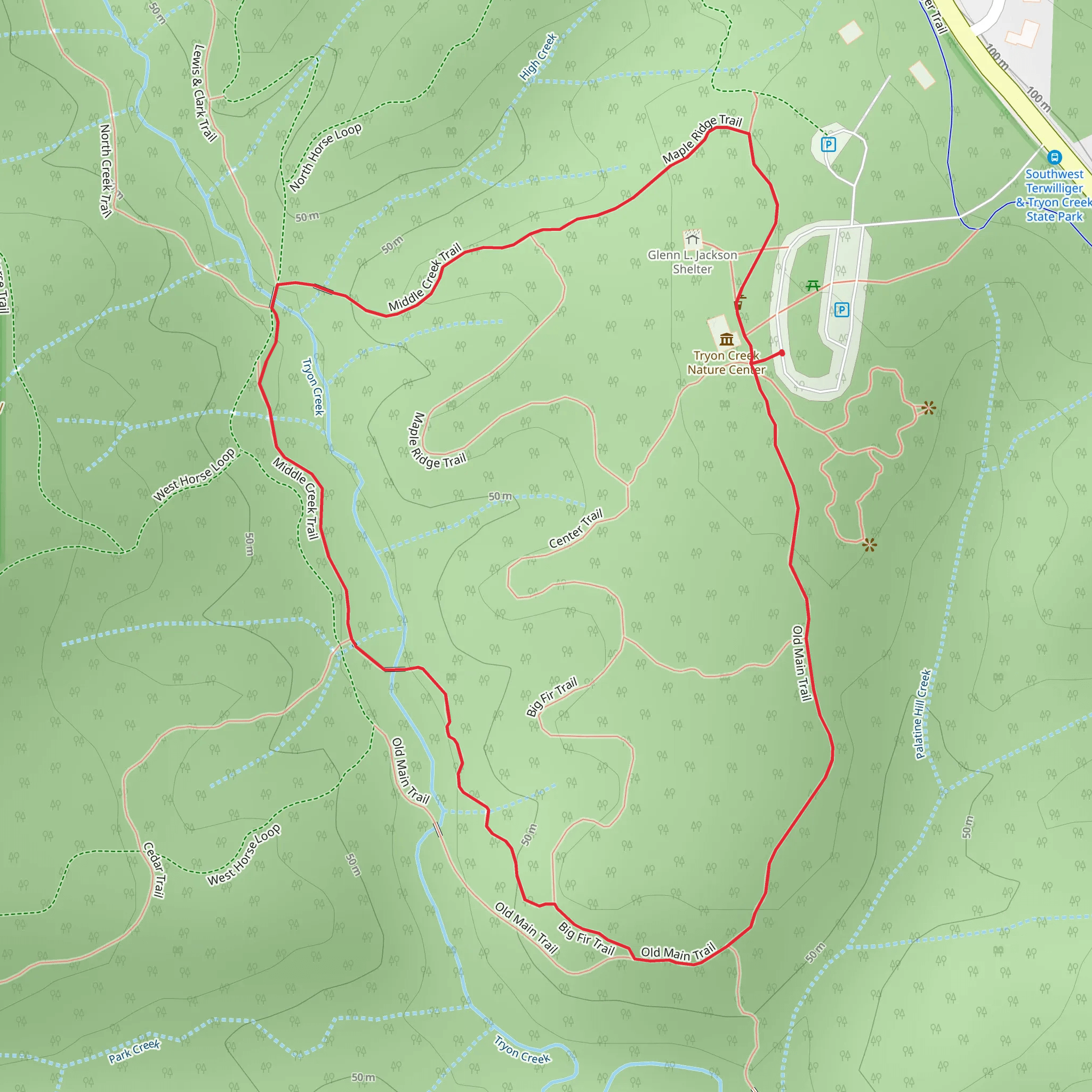 Middle Creek - Old Main Loop Trail mobile static map