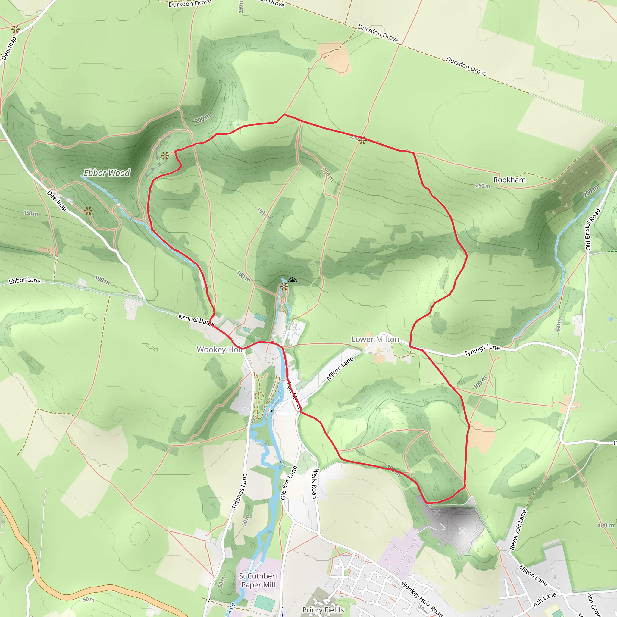 Wookey Hole and Lower Milton Loop Walk mobile static map