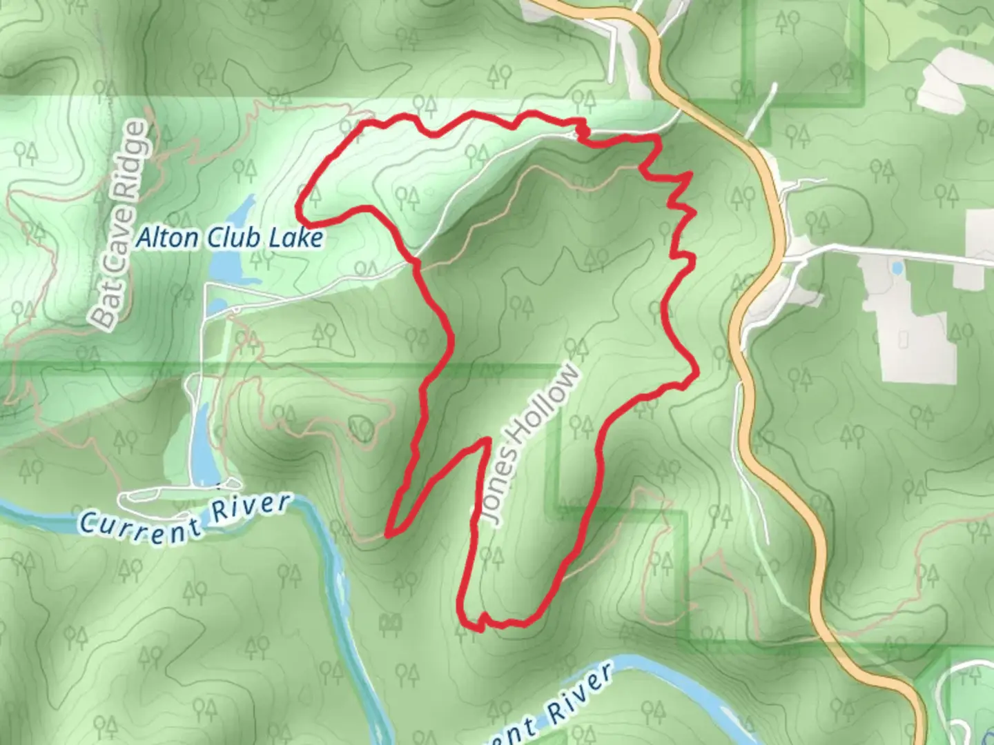 An image depicting the trail Jones Hollow Loop Trail and its surrounding area.