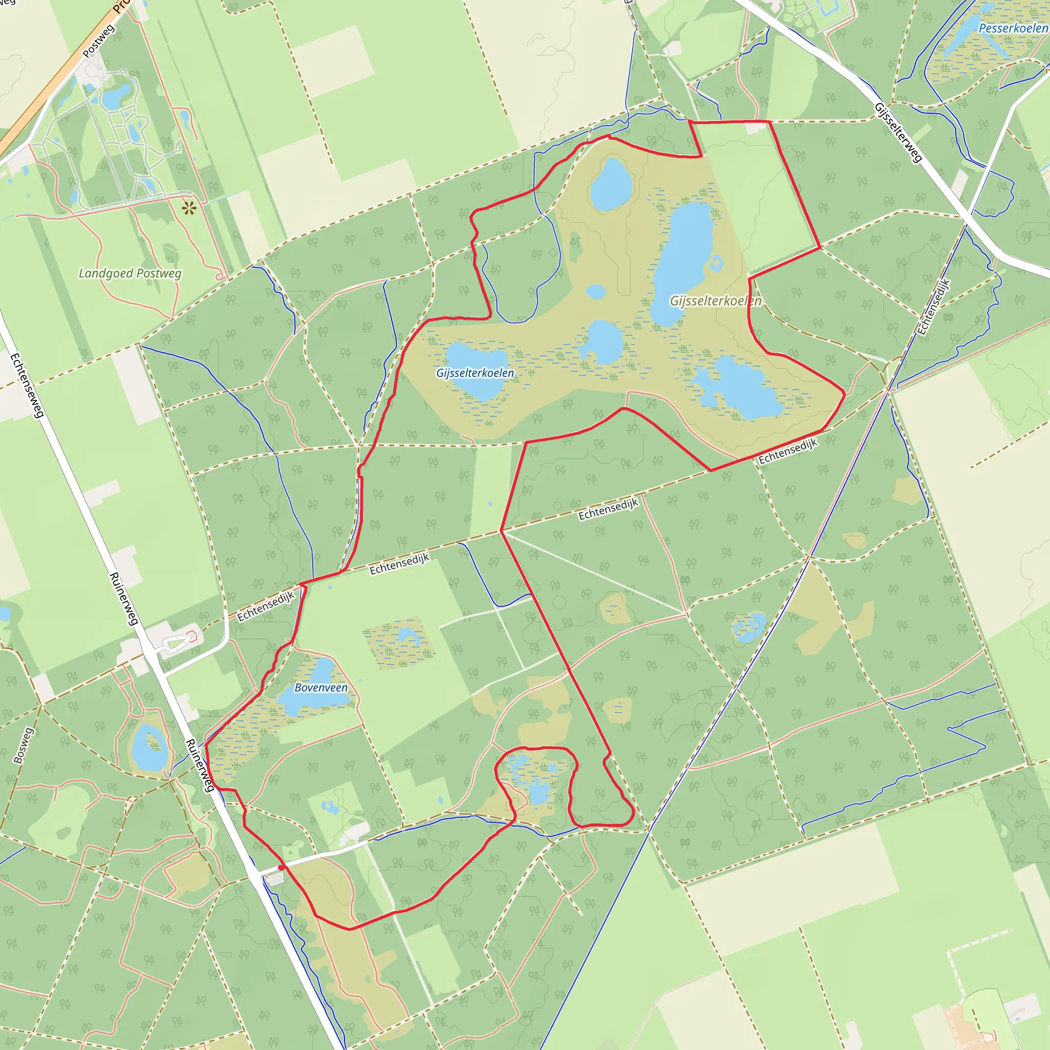 Bovenveen, Gijsselterkoelen and Echtener Loop mobile static map