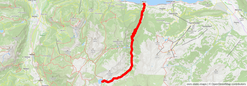 Murgseen Mountain Lakes Trail stage 2 Map