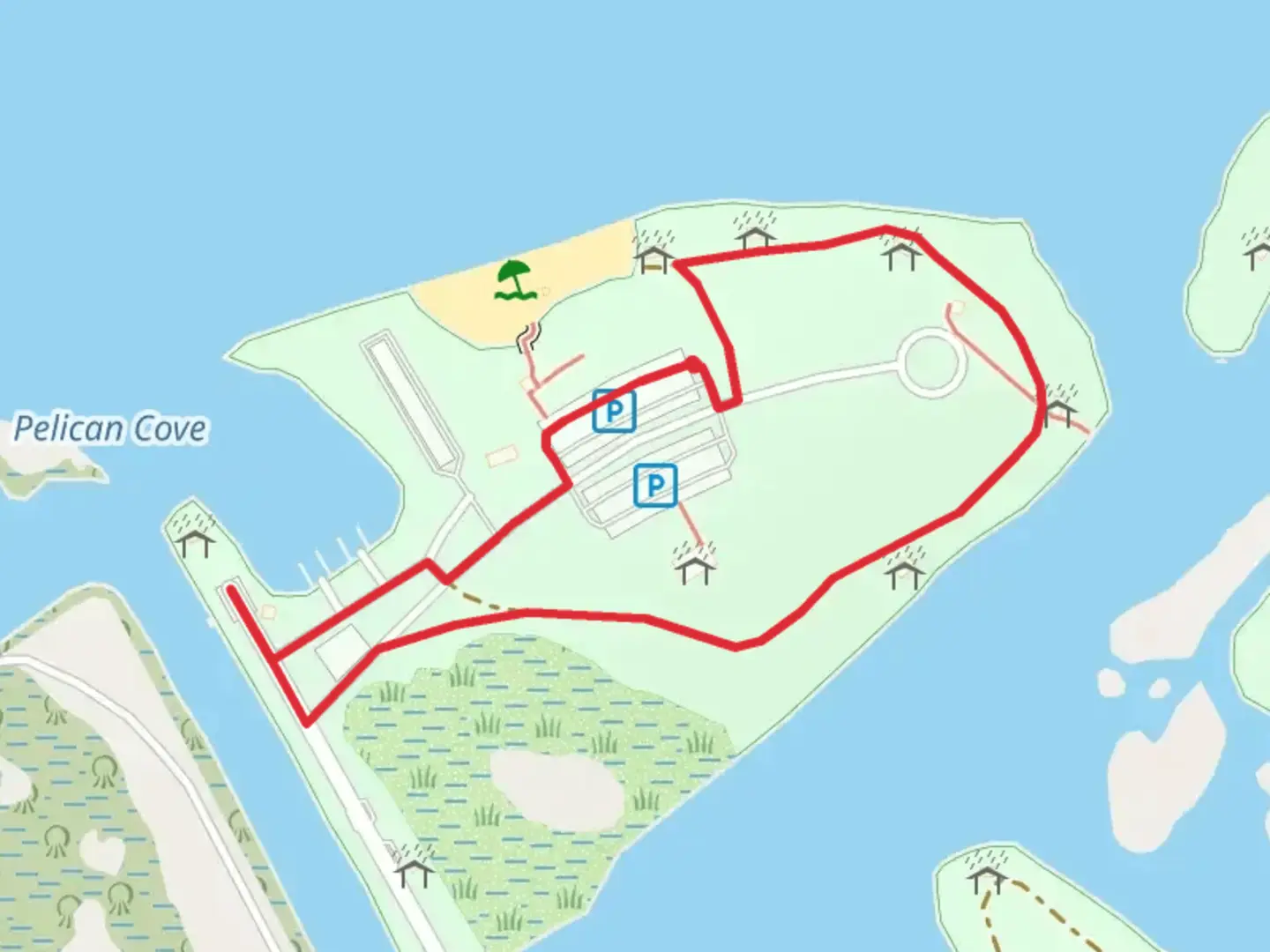 An image depicting the trail Sandy Beach - Pelican Cove Loop and its surrounding area.