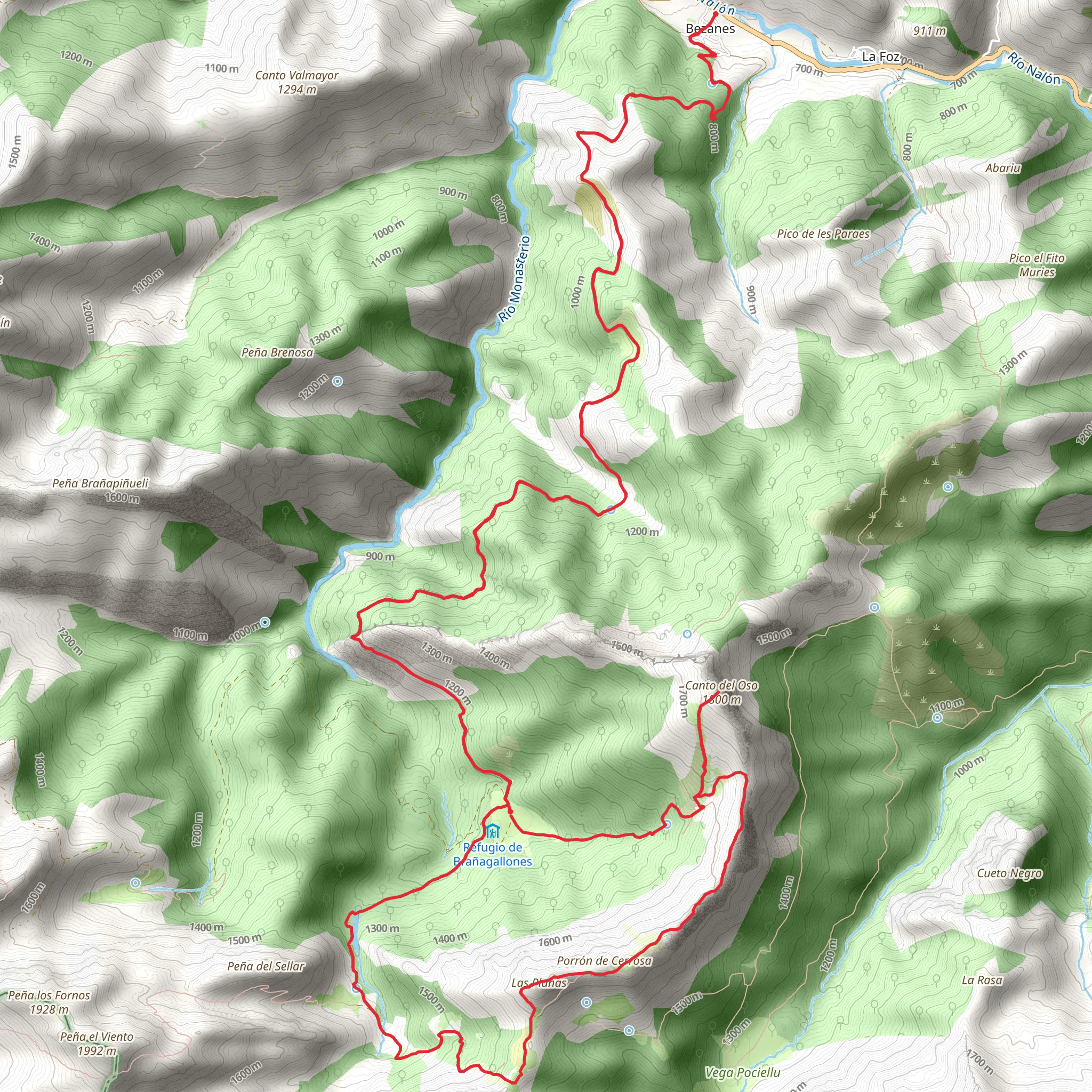 Bear Song Route via Route of Brañagallones mobile static map