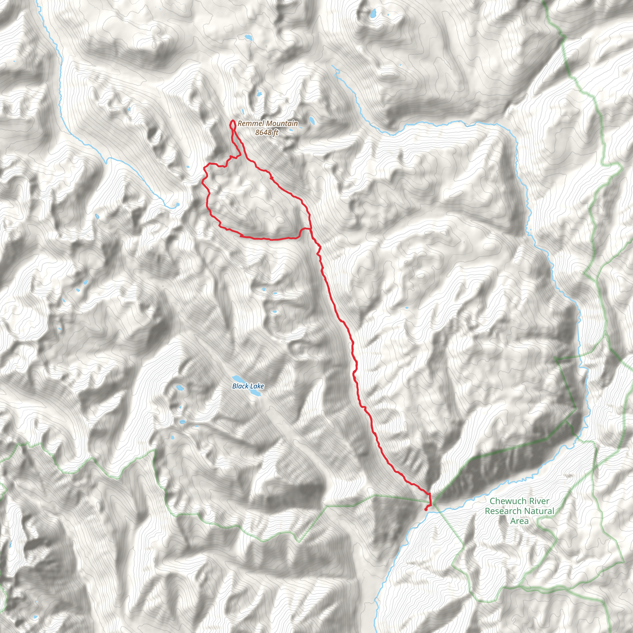 Peepsight Trail via Andrews Creek Trail mobile static map