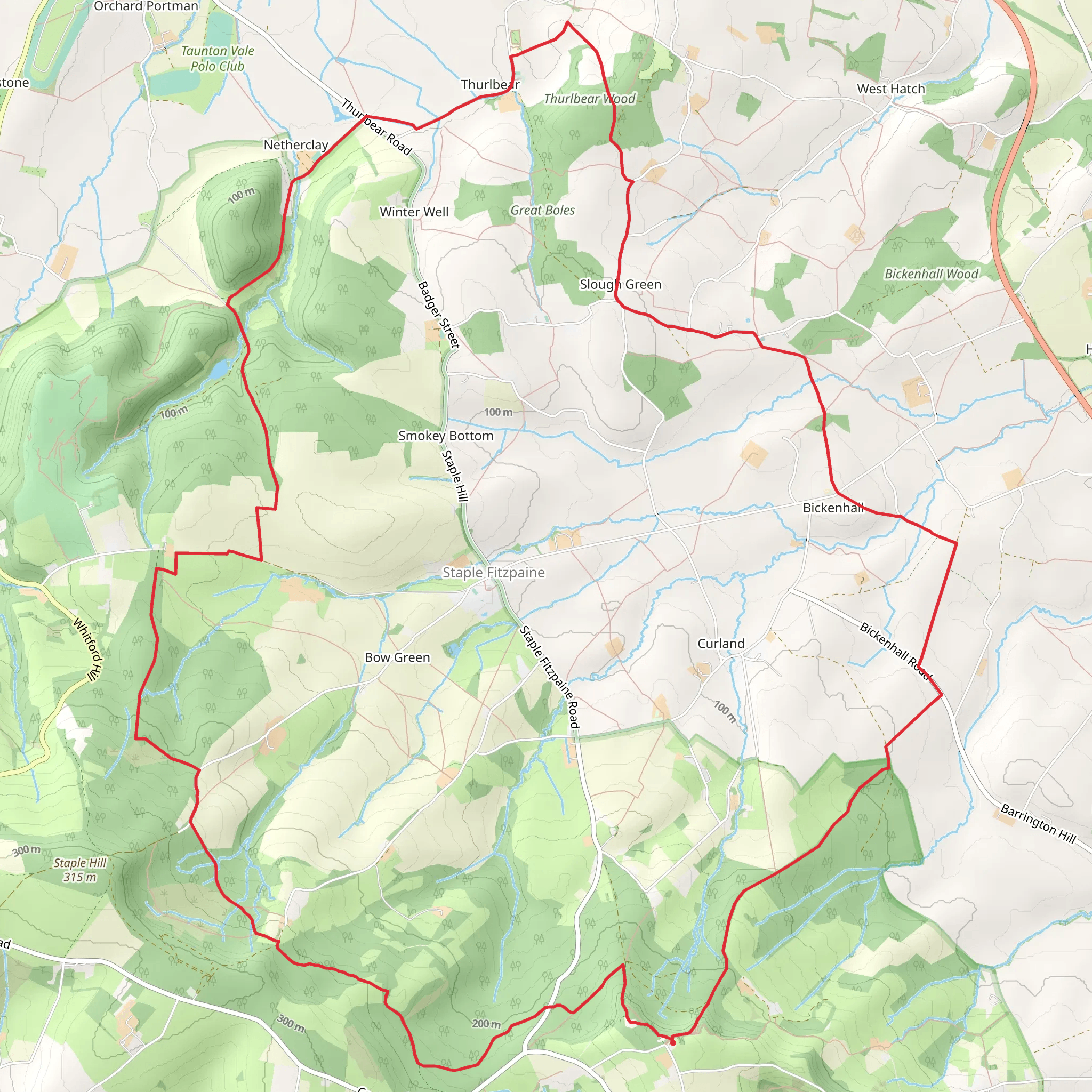 Castle Neroche, Bickenhall and Thurlbear Loop mobile static map