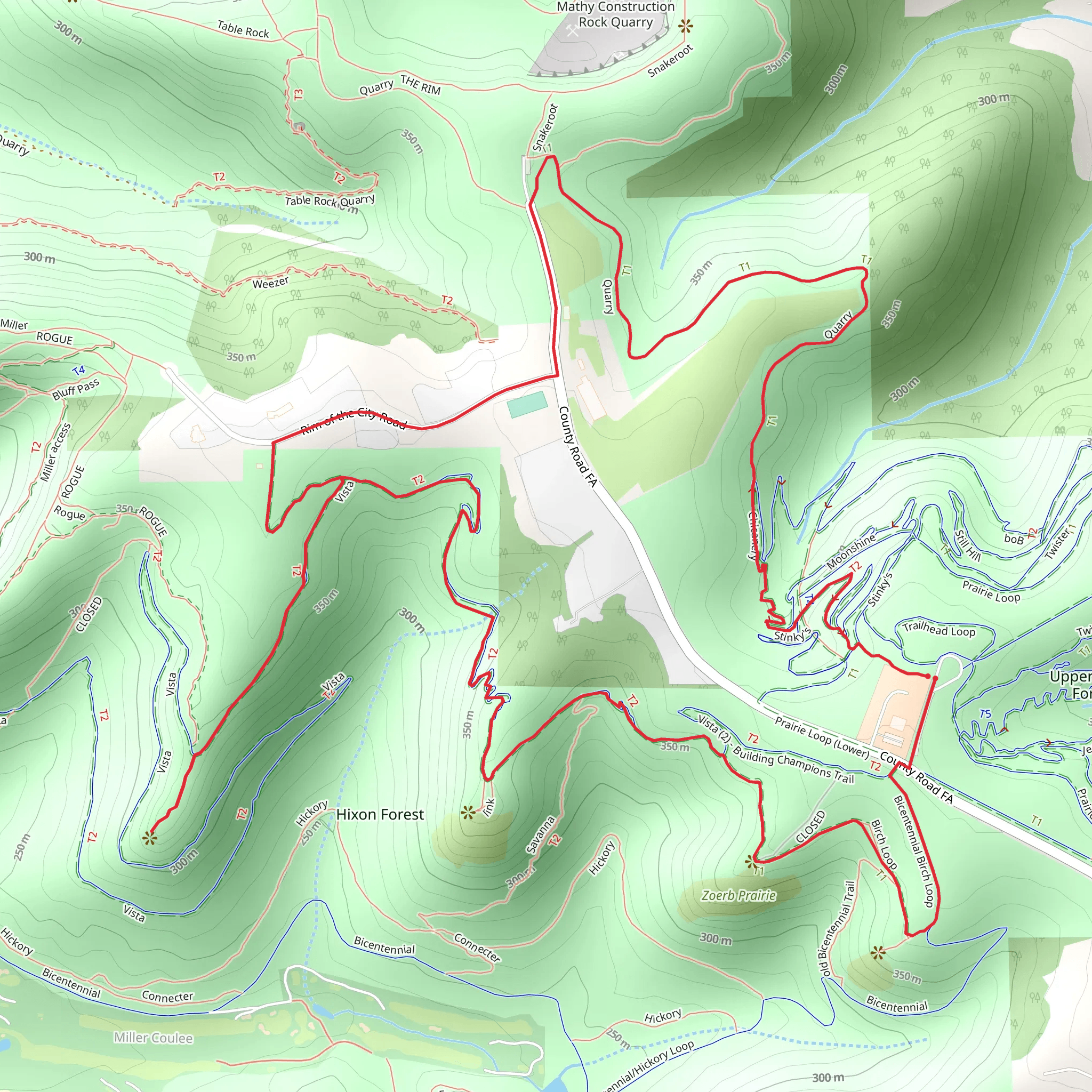 Bicentennial Birch, Vista Prairie and Quarry Loop mobile static map