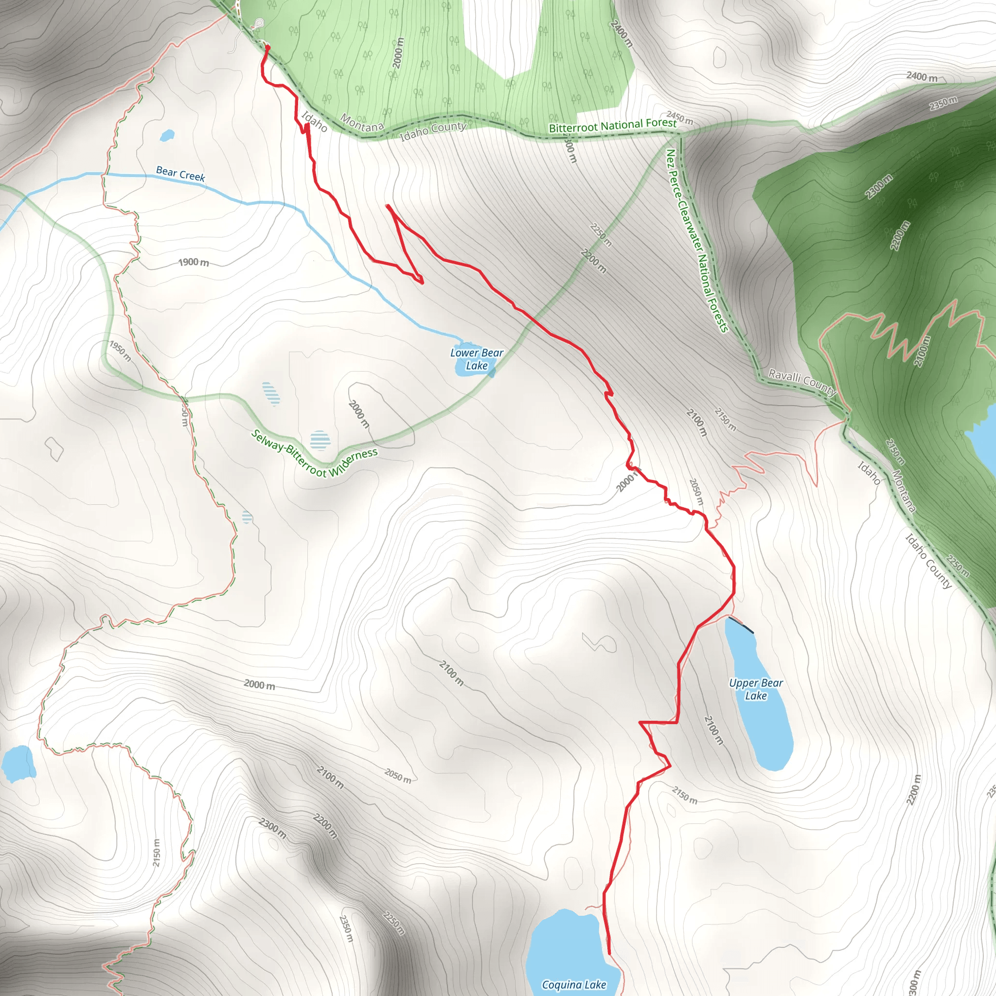 Coquina Lake and Upper Bear Lake Trail mobile static map