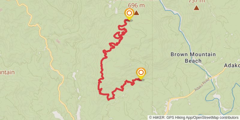 Elliot Deer Trail via Brown Mountain 1 Trail stage 2 Map