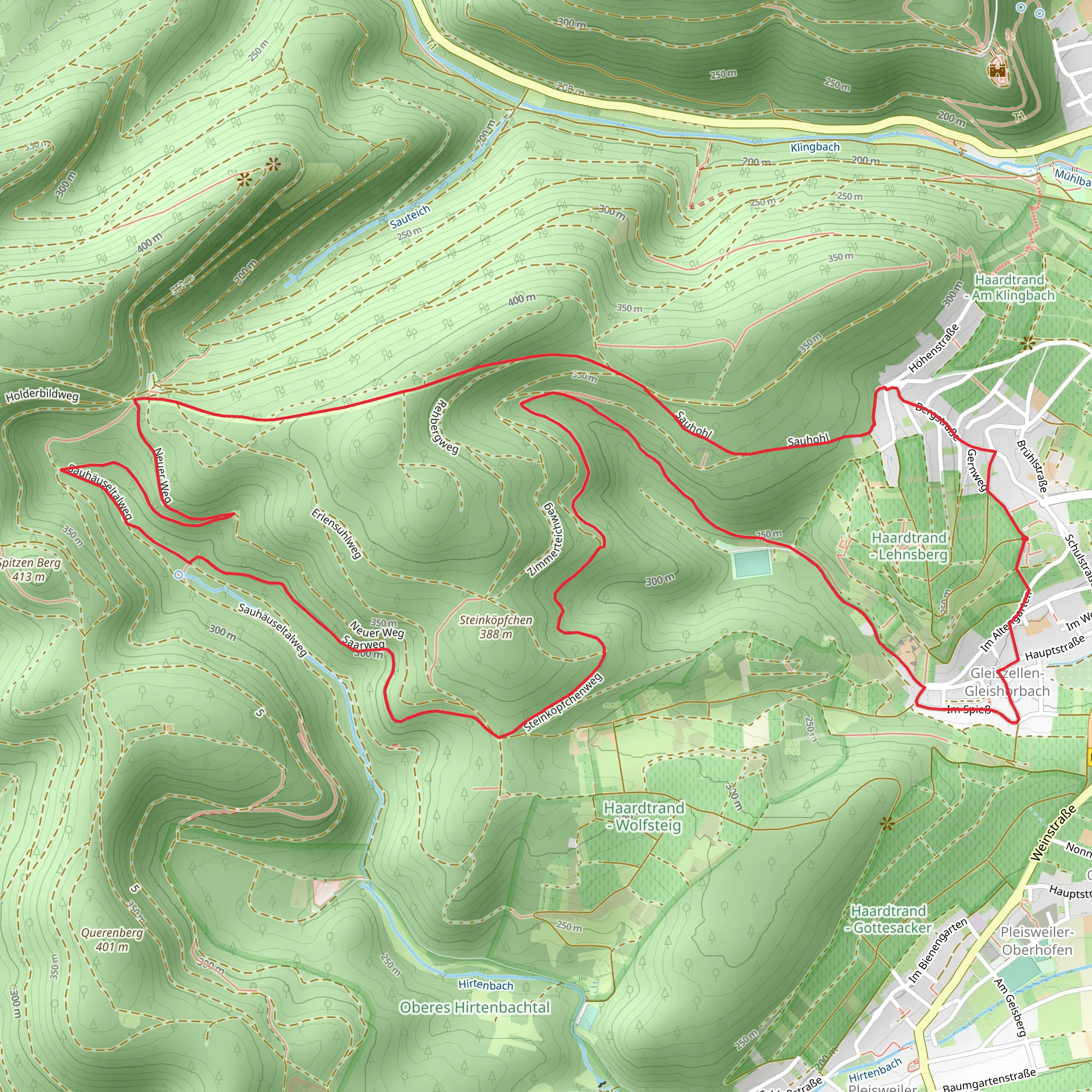 Kapellen-Pilgerweg and Gleiszellen mobile static map