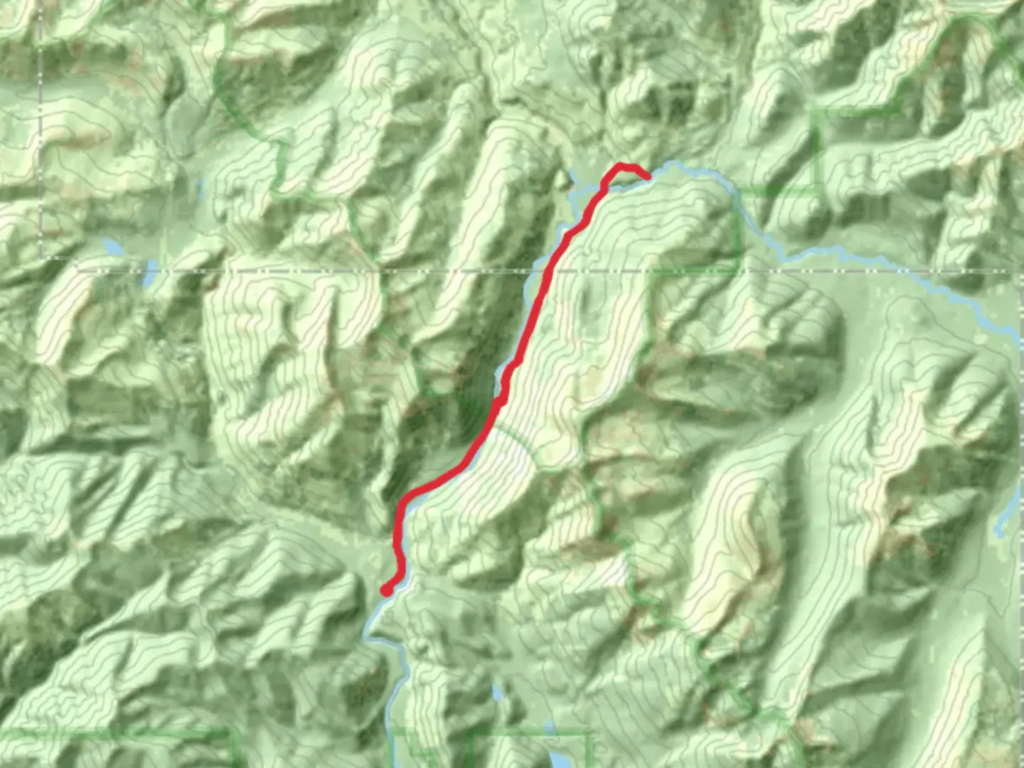 An image depicting the trail North Fork Falls and its surrounding area.
