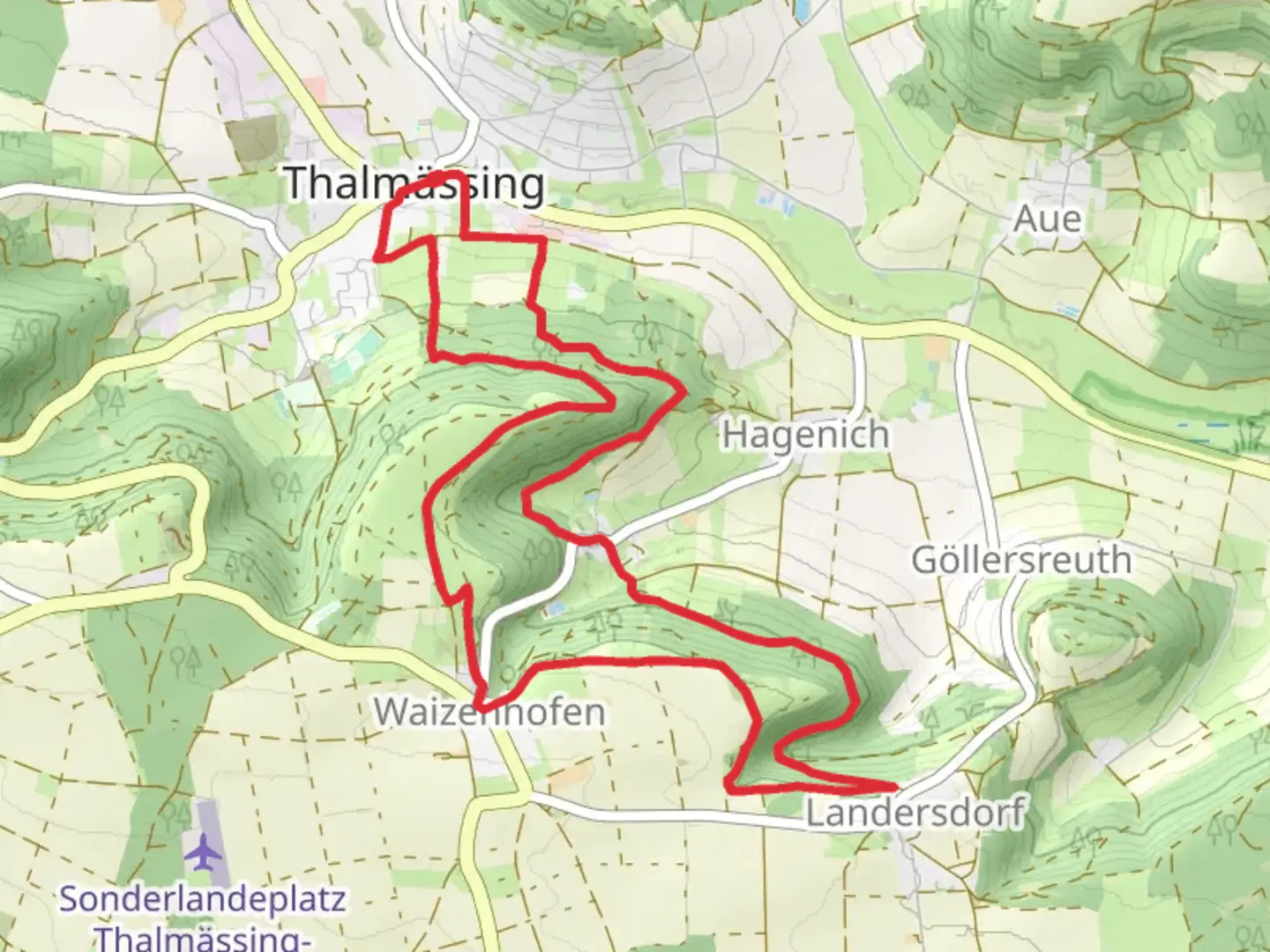An image depicting the trail Vorgeschichtsweg Loop and its surrounding area.