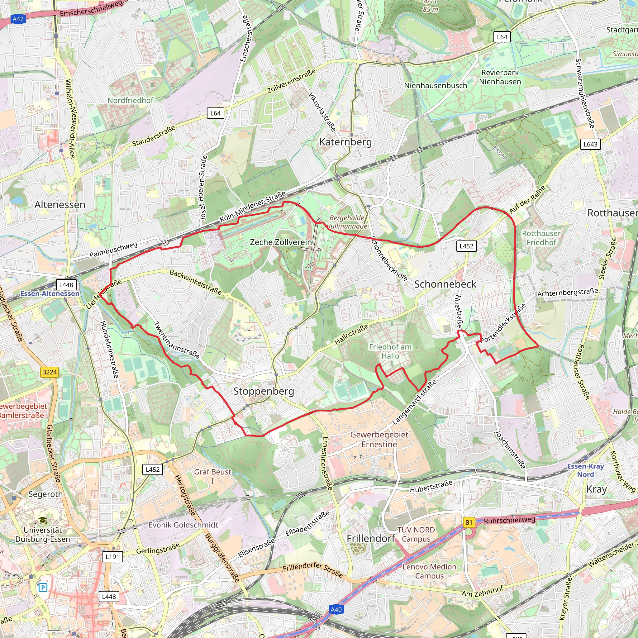Stoppenberg and Schonnebeck Loop mobile static map