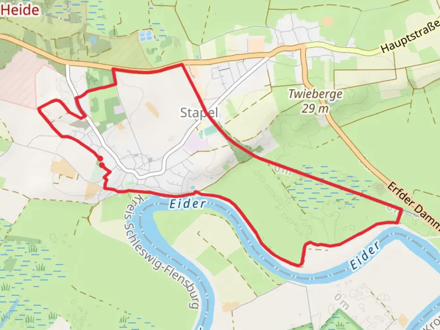 An image depicting the trail Eider via Rundwanderweg Tour 2 and its surrounding area.