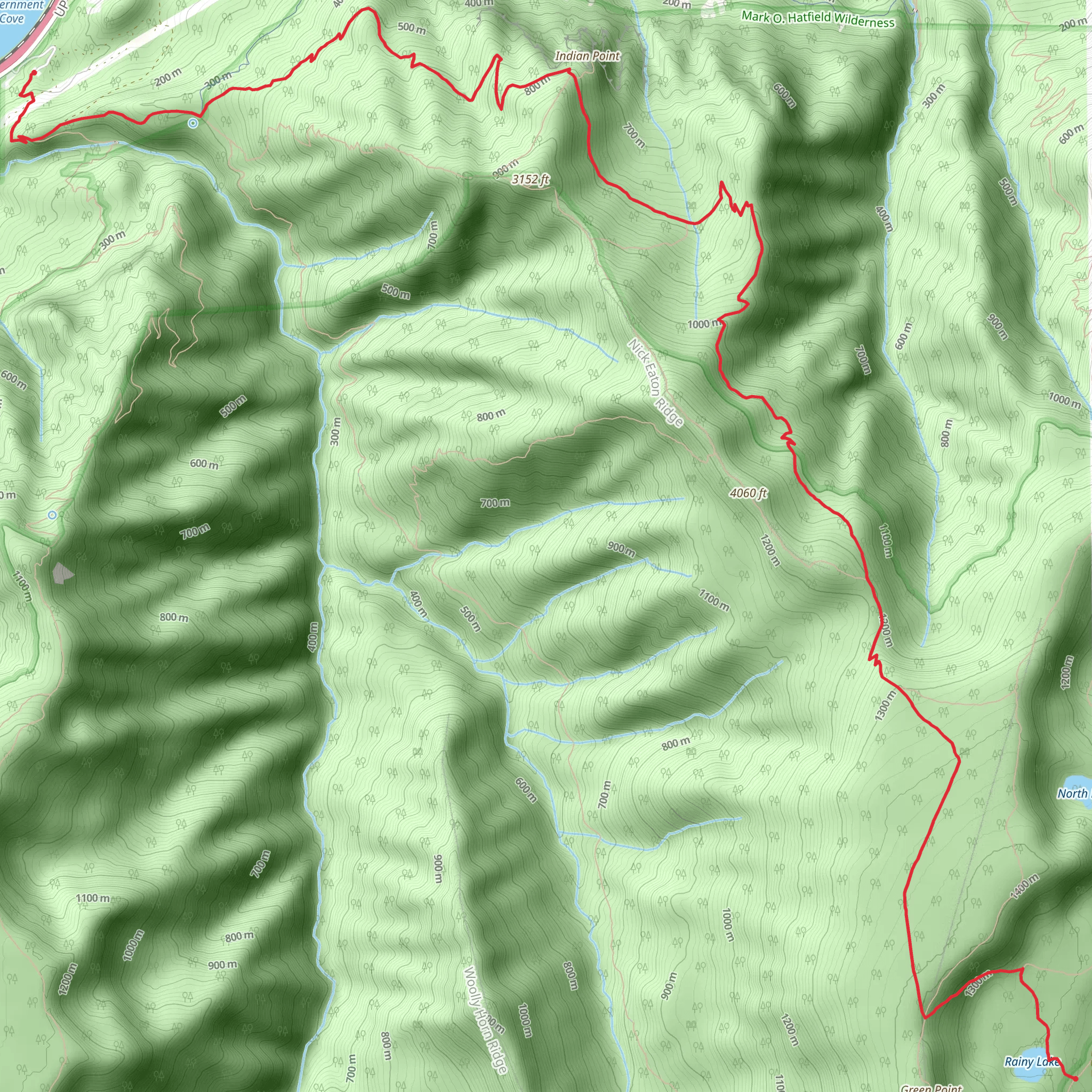 Rainy Lake via Gorton Creek and Herman Creek Trail mobile static map