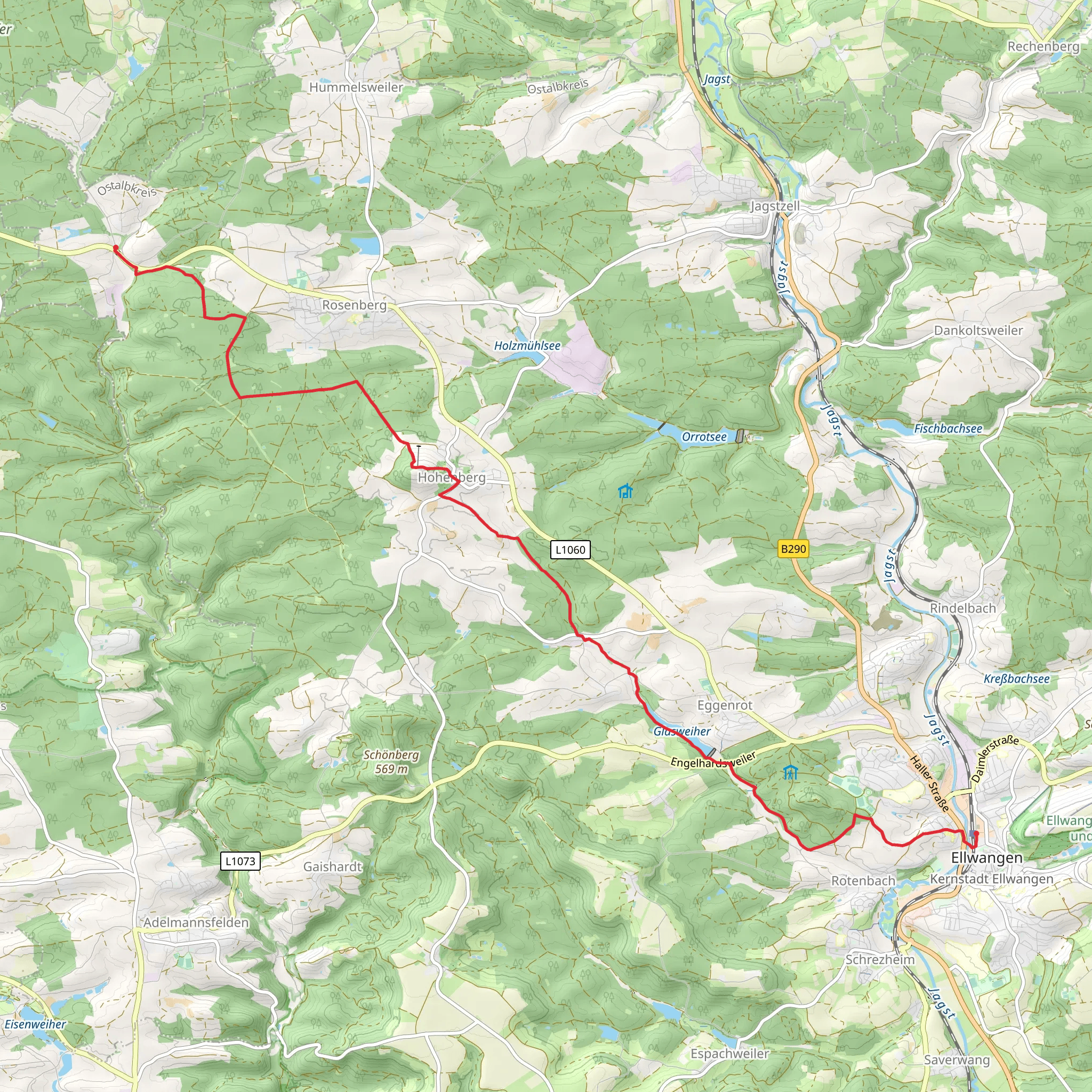 Ellwangen to Willa Walk mobile static map