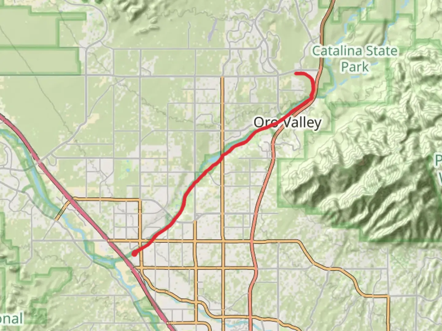 An image depicting the trail Canada del Oro Walk and its surrounding area.