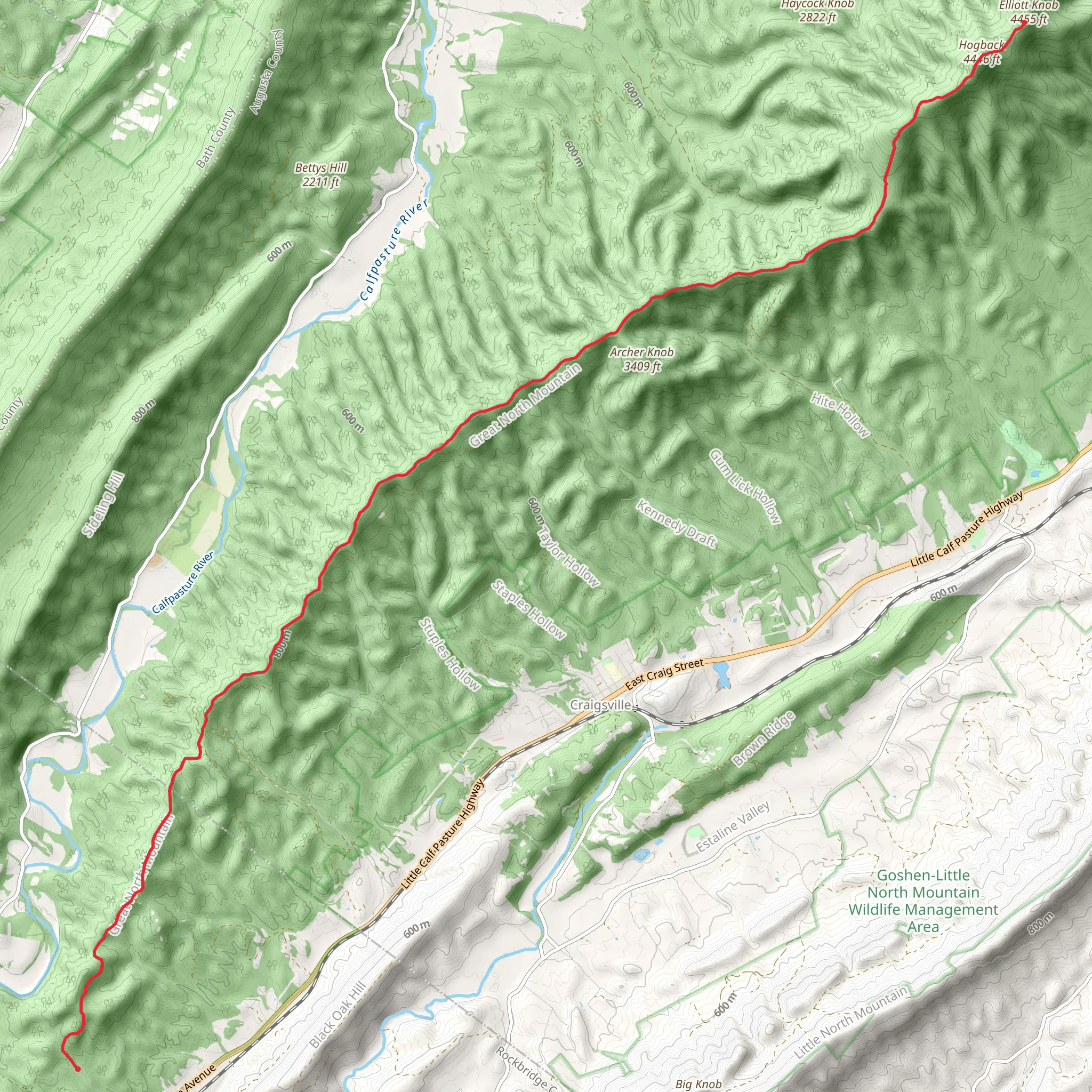 Hogback via North Mountain Trail mobile static map