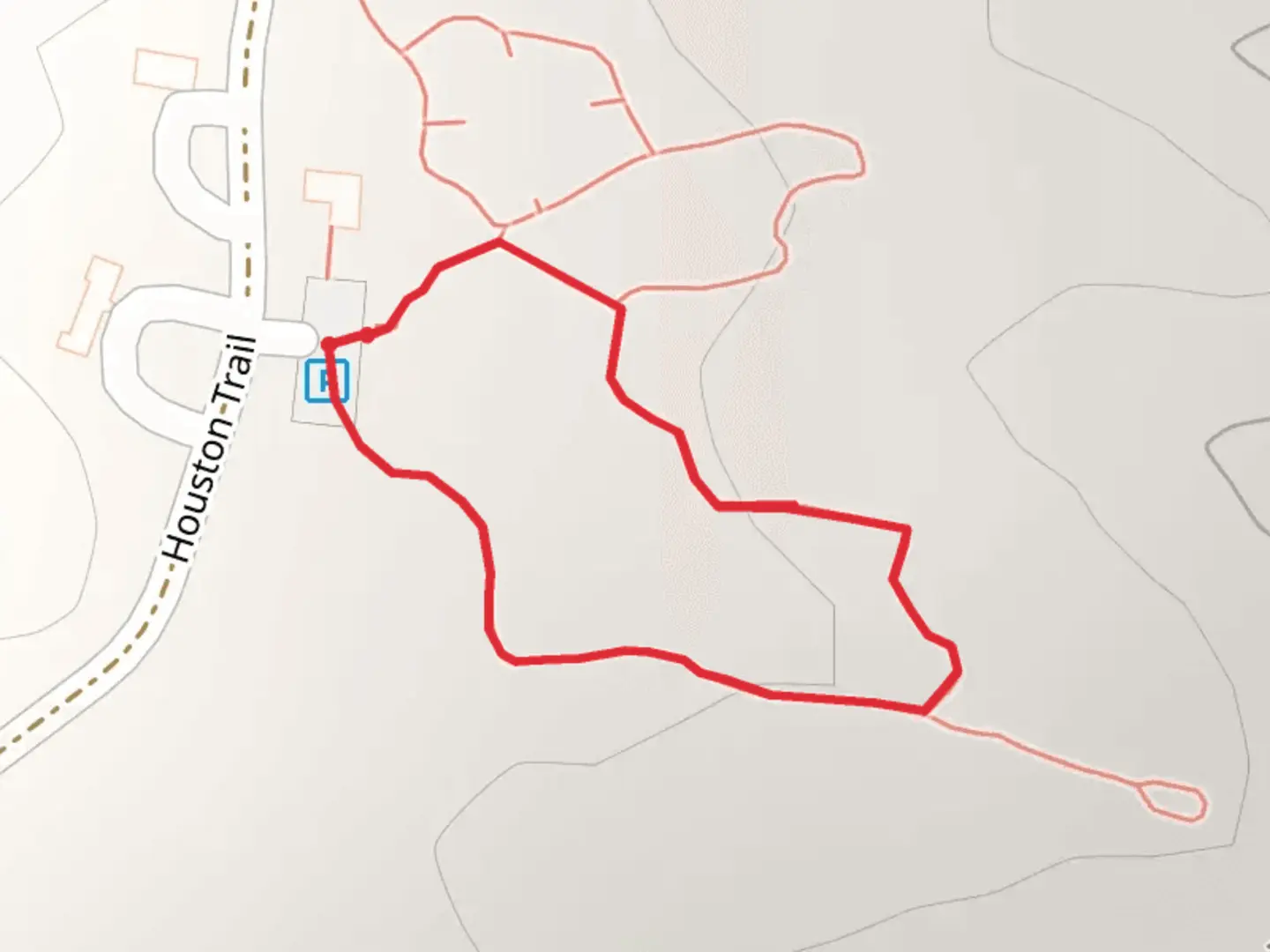 An image depicting the trail Houston Trail Loop and its surrounding area.