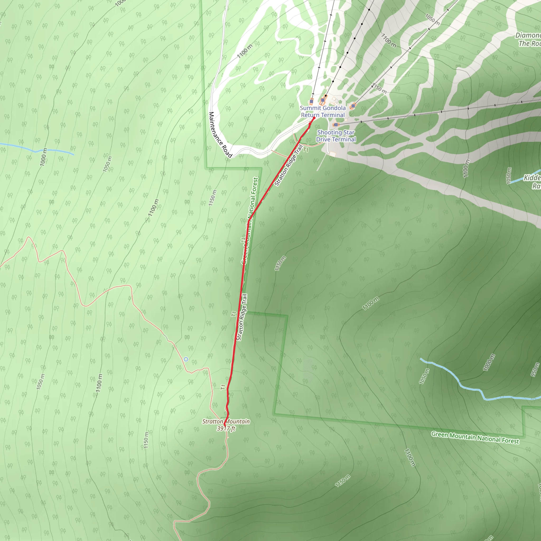 Stratton Mountain via Stratton Ridge Trail mobile static map