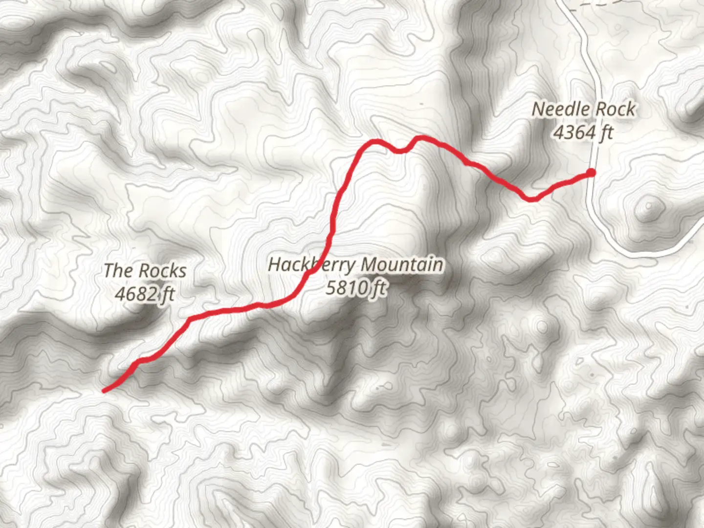 An image depicting the trail Hackberry Trail and its surrounding area.