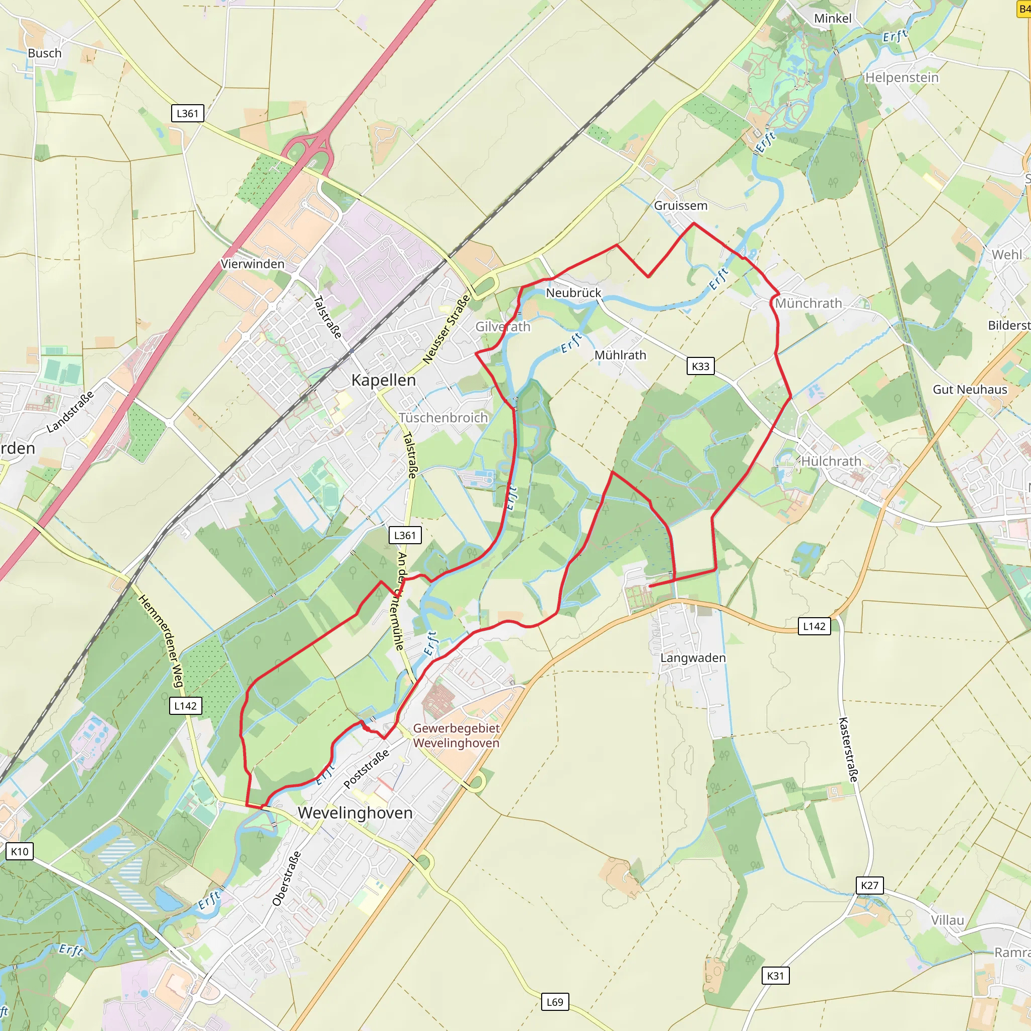 Arnold Mock Weg and Huelchrath Rundweg Loop mobile static map
