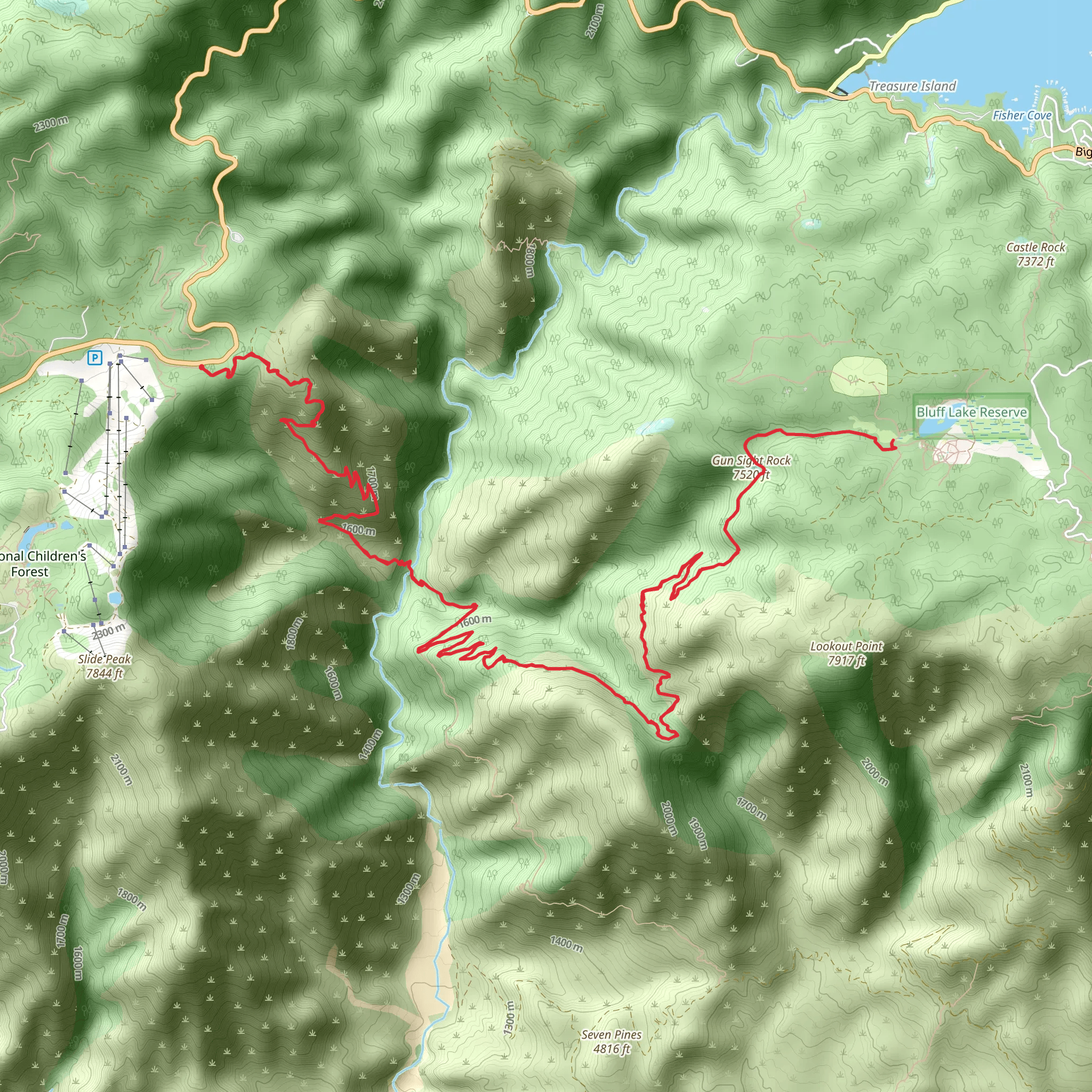 Bluff Lake via Siberia Creek Trail mobile static map