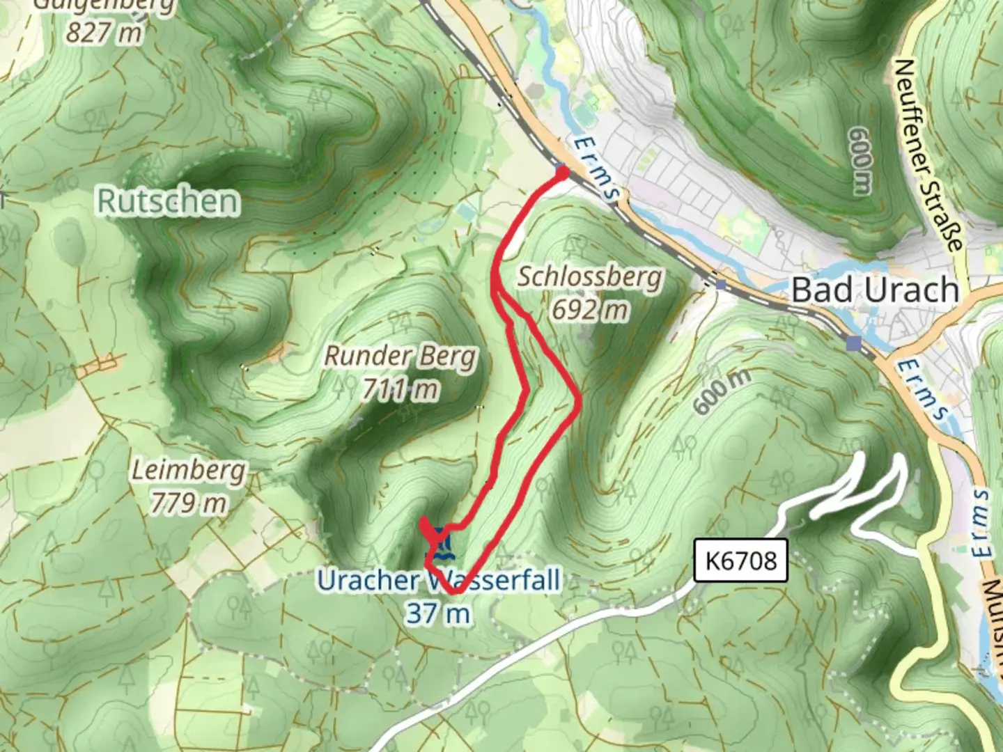 An image depicting the trail Wasserfallsteig Loop and its surrounding area.