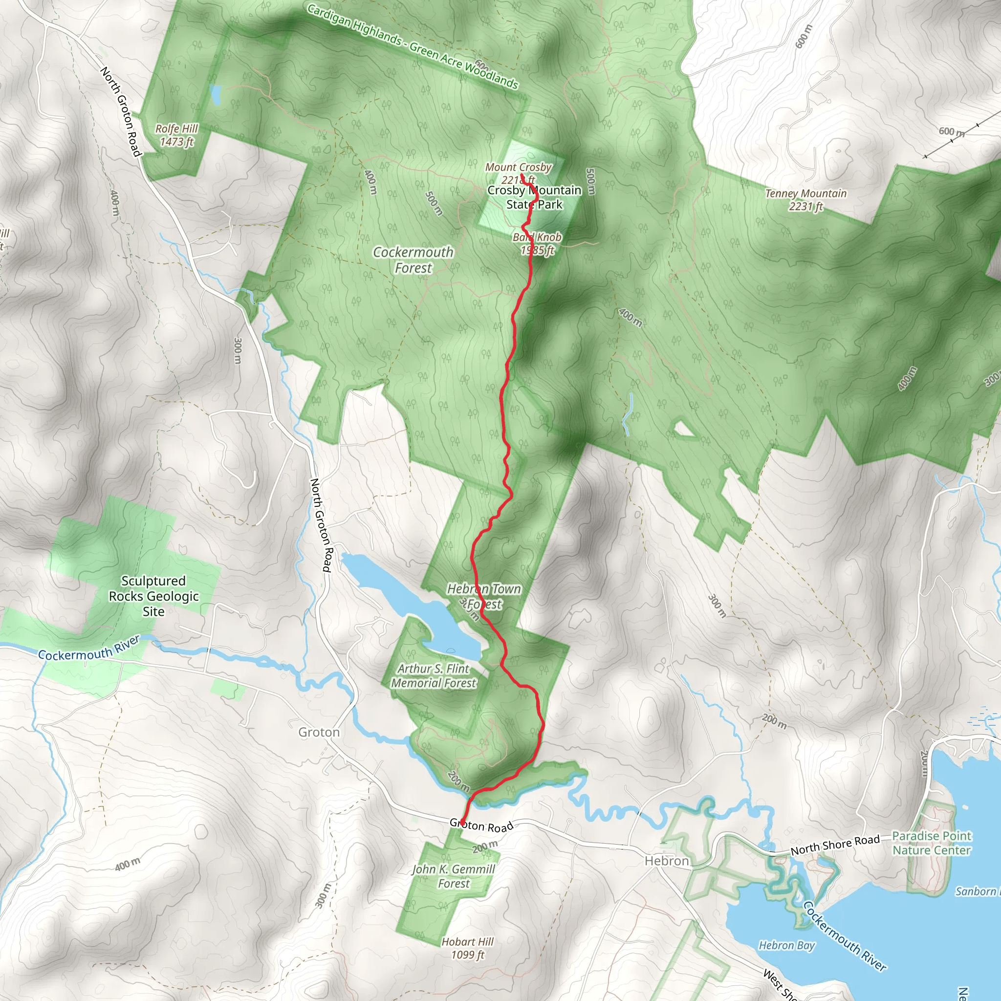 Bald Knob and Mount Crosby Trail mobile static map