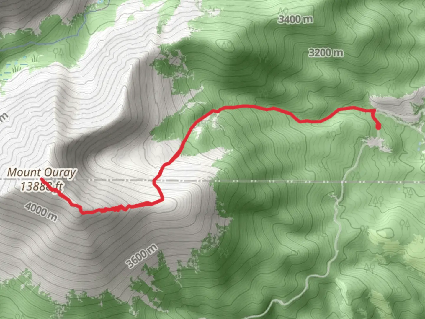 An image depicting the trail Mount Ouray via Grays Creek Trail and its surrounding area.