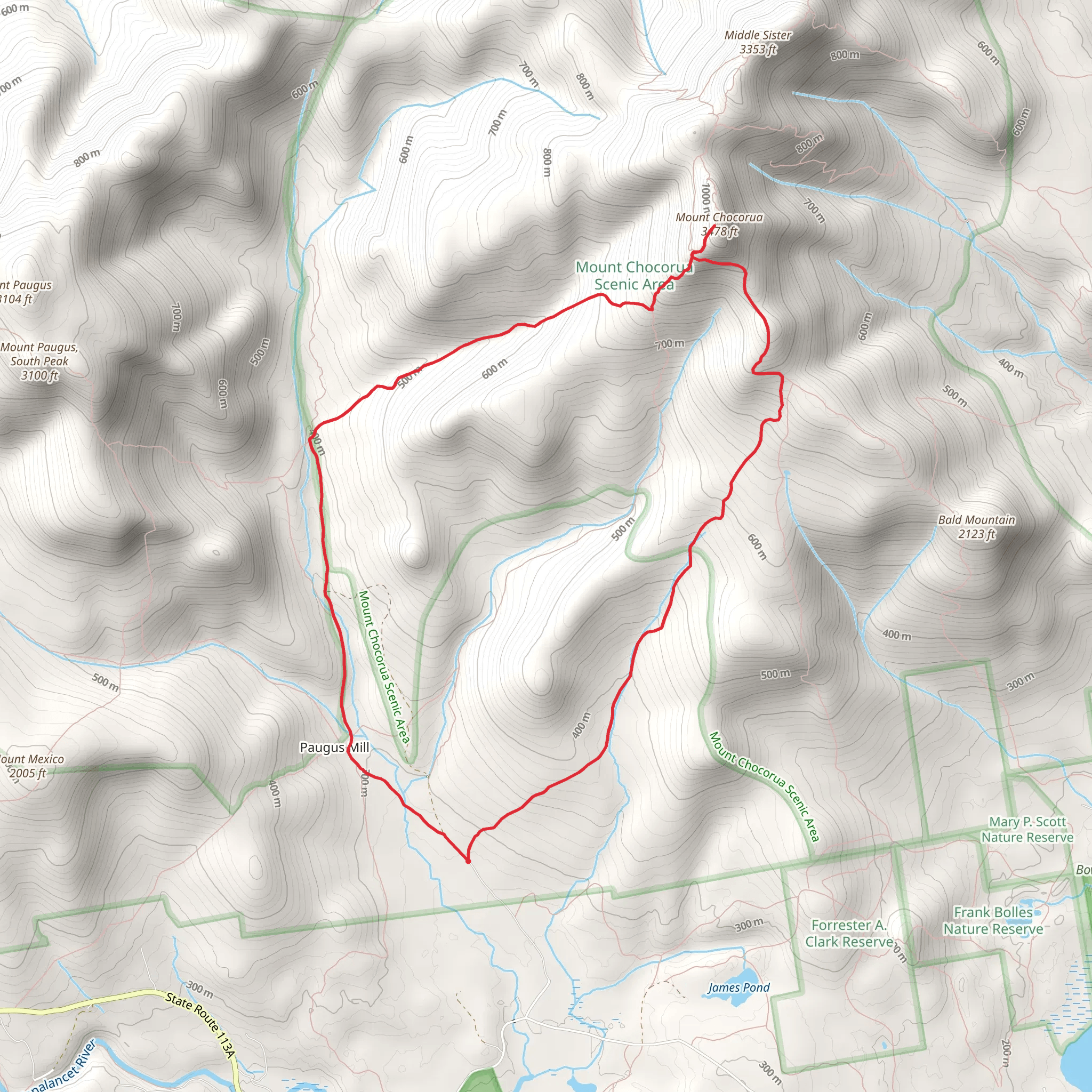 Mount Chocorua and Paugus Mill Loop Trail mobile static map
