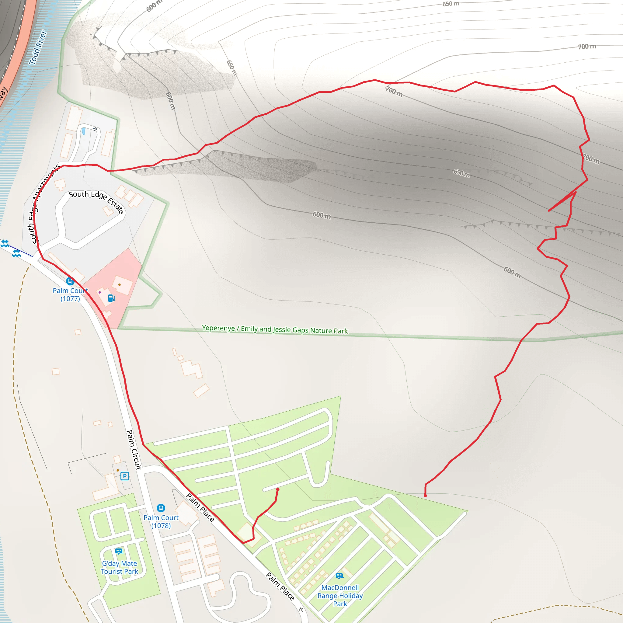 MacDonnell Ranges Heavitree Gap Trail mobile static map
