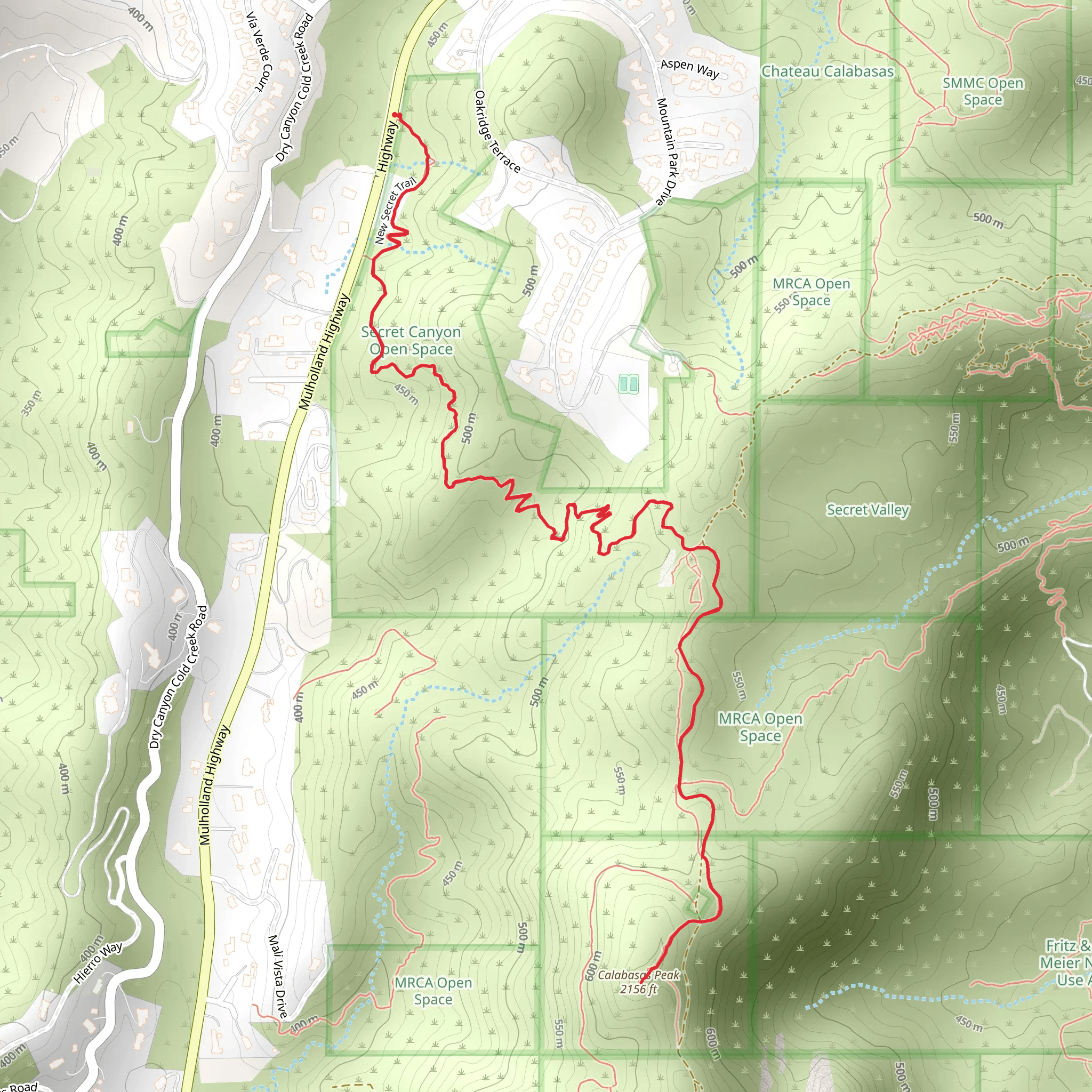 Calabasas Peak mobile static map