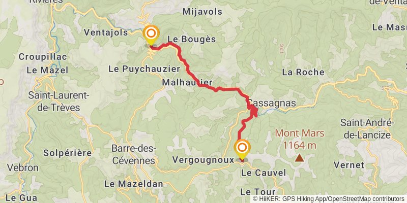 GR70 - Stevenson Trail stage 13 Map