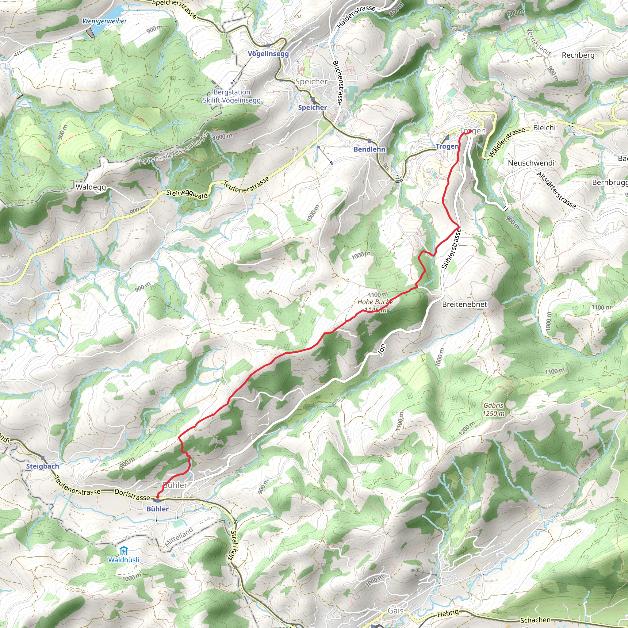 Across Hohe Buche mobile static map